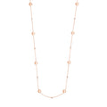 Sterling Silver Polished Bead and CZ Station Long Necklace
