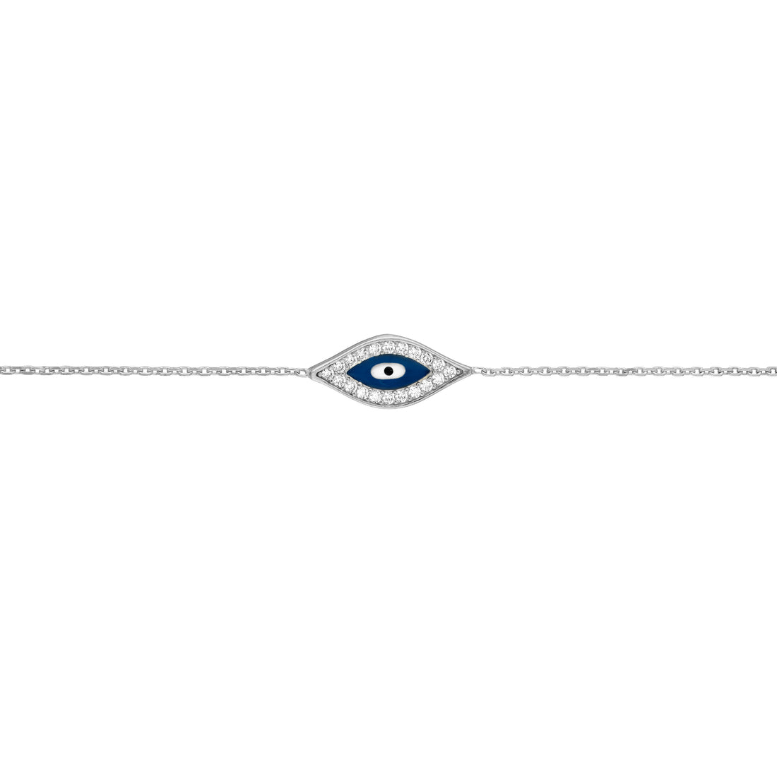 Sterling Silver CZ Evil Eye Adjustable Bracelet