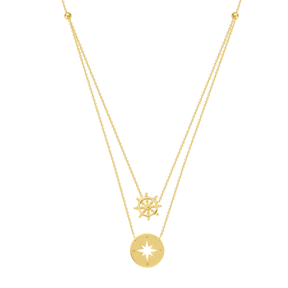 Wheel and Compass Layered Duo Adj. Necklace