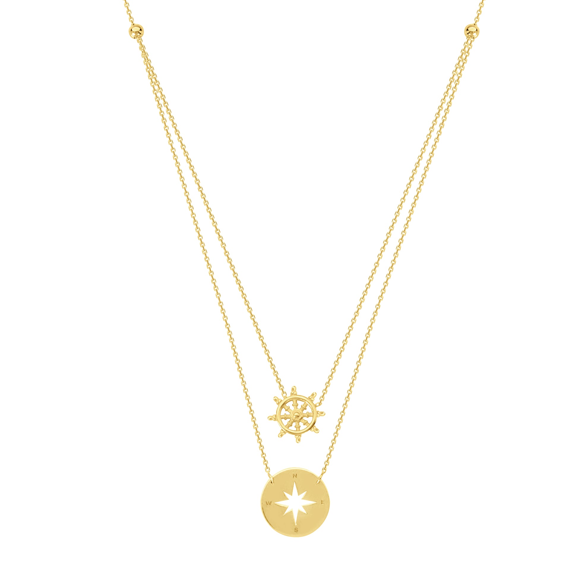 Wheel and Compass Layered Duo Adj. Necklace