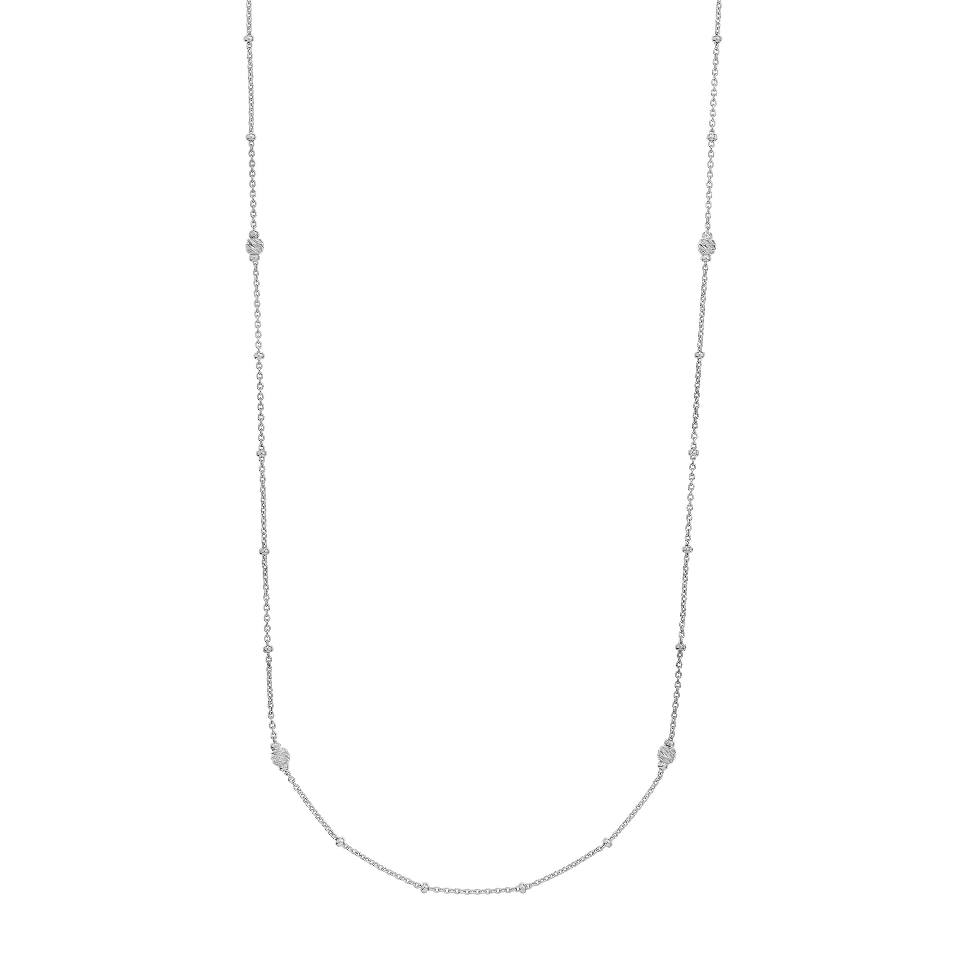 Sterling Silver D/C Bead and Mini Bead Long Necklace