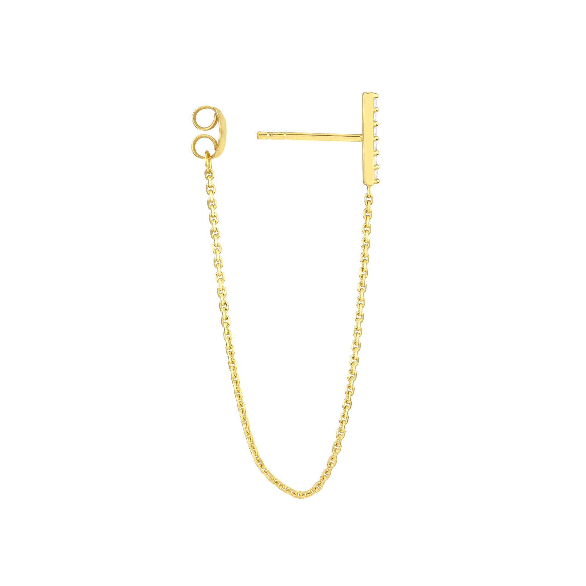 Front to Back CZ Staple Bar Earrings