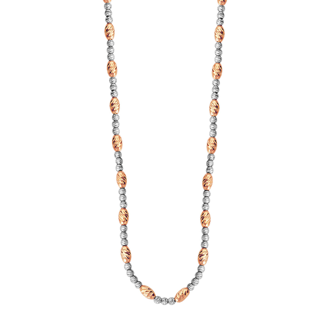 D/C  White and Rose Gold Bead Necklace