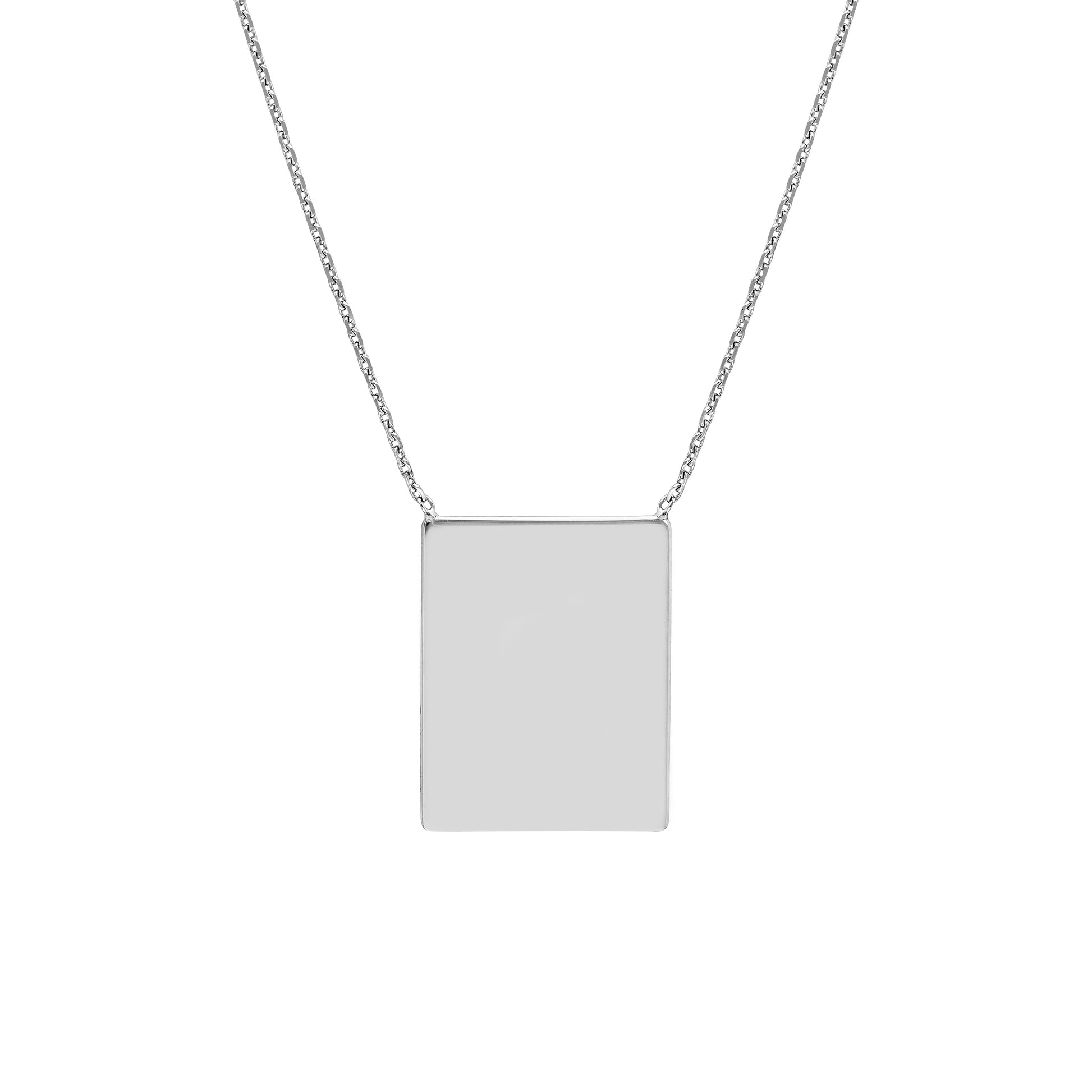 Plated Sterling Silver Engravable Rectangle Necklace