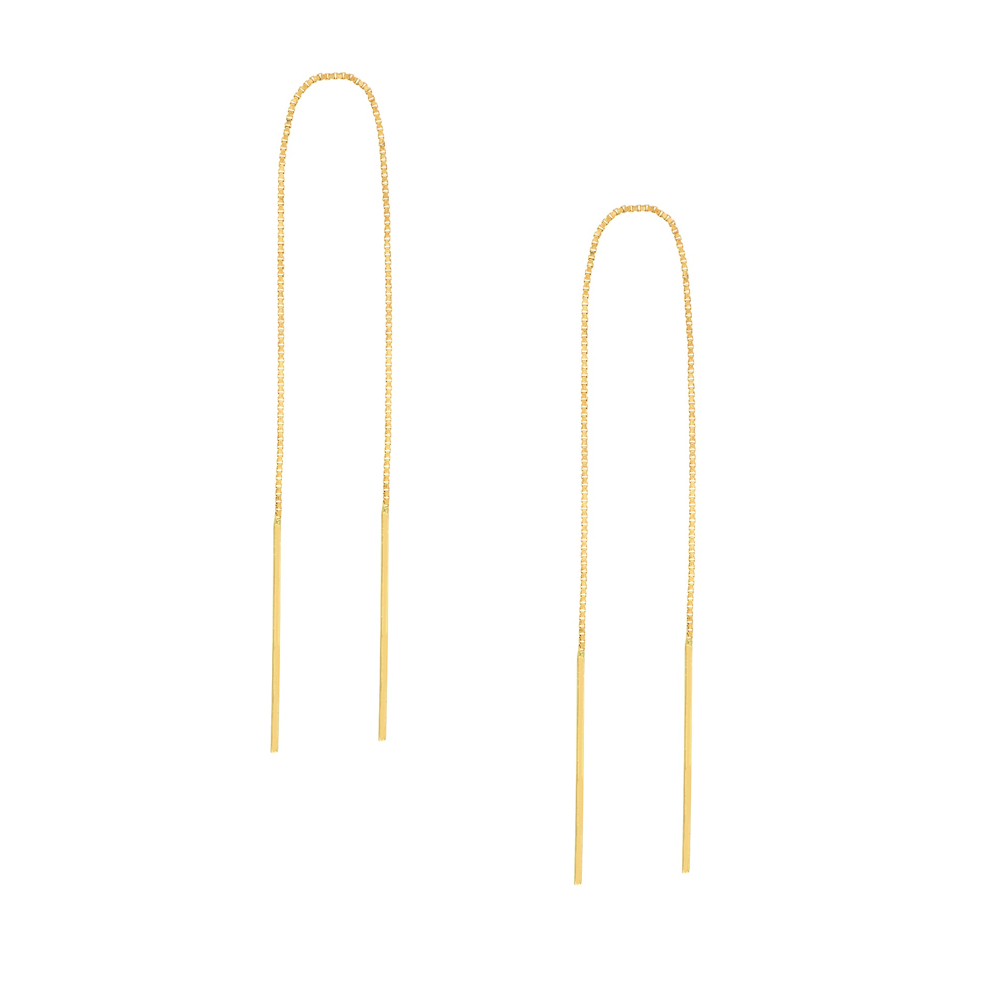 Staple Bar Threader Earrings on Box Chain