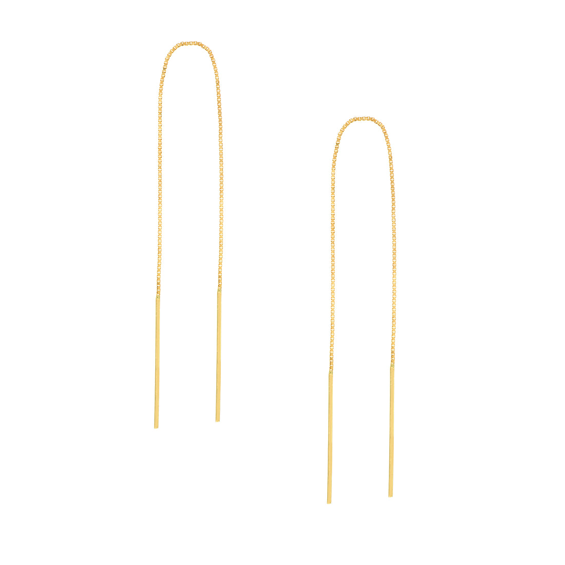 Staple Bar Threader Earrings on Box Chain