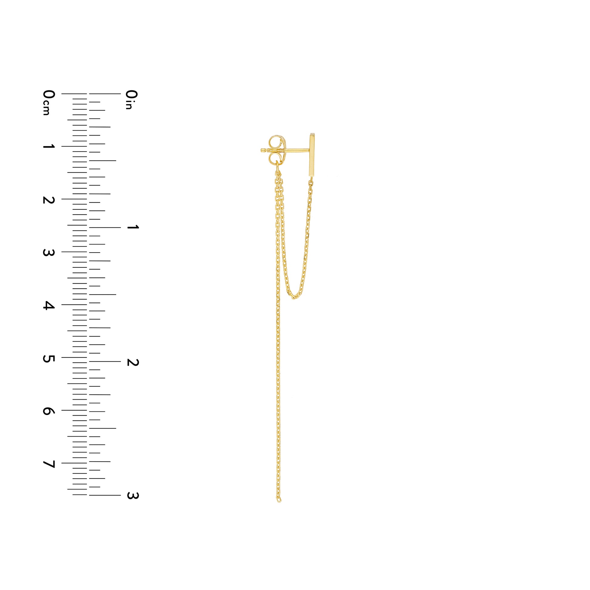 Front to Back Staple Bar Drop Chain Earrings