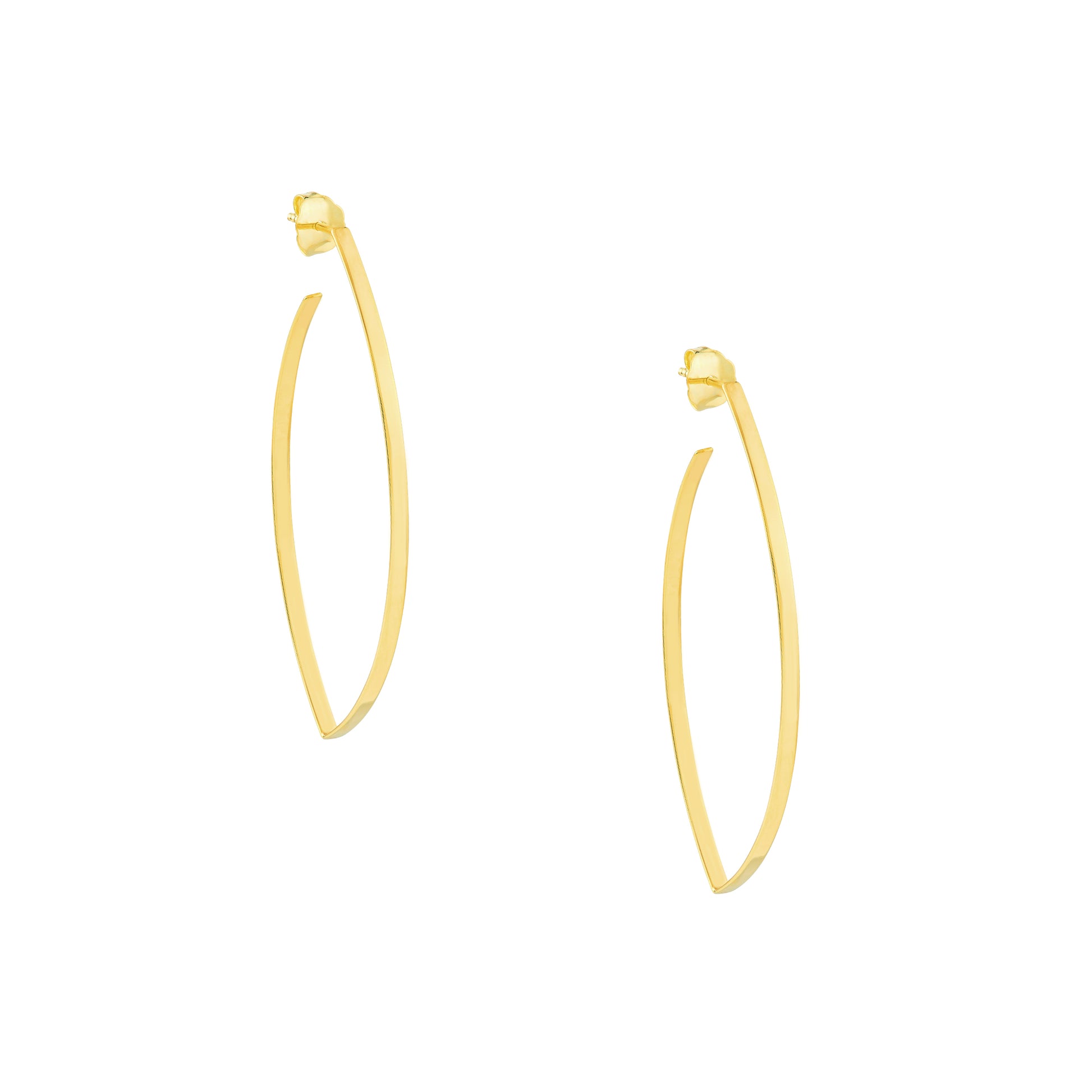 Wire Marquise Hoop Earrings on Post Back