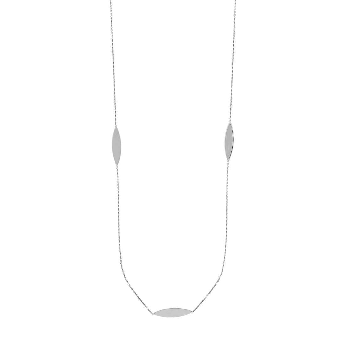 Sterling Silver Marquise Station Long Necklace