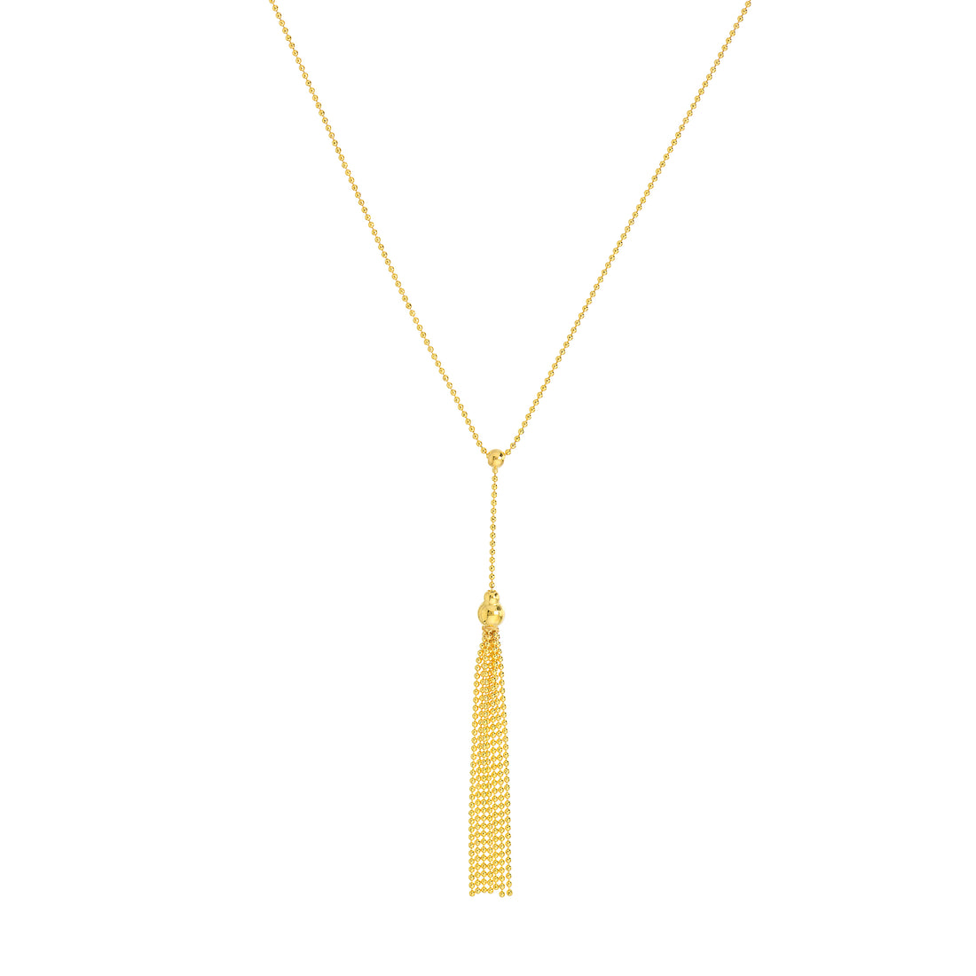 Movable Bead and Tassel Lariat Necklace