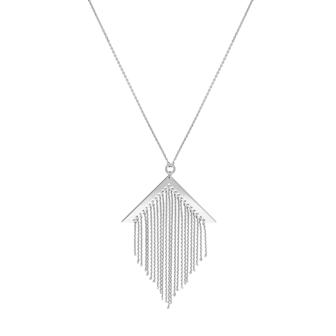 Sterling Silver Chevron Fringe Adjustable Necklace