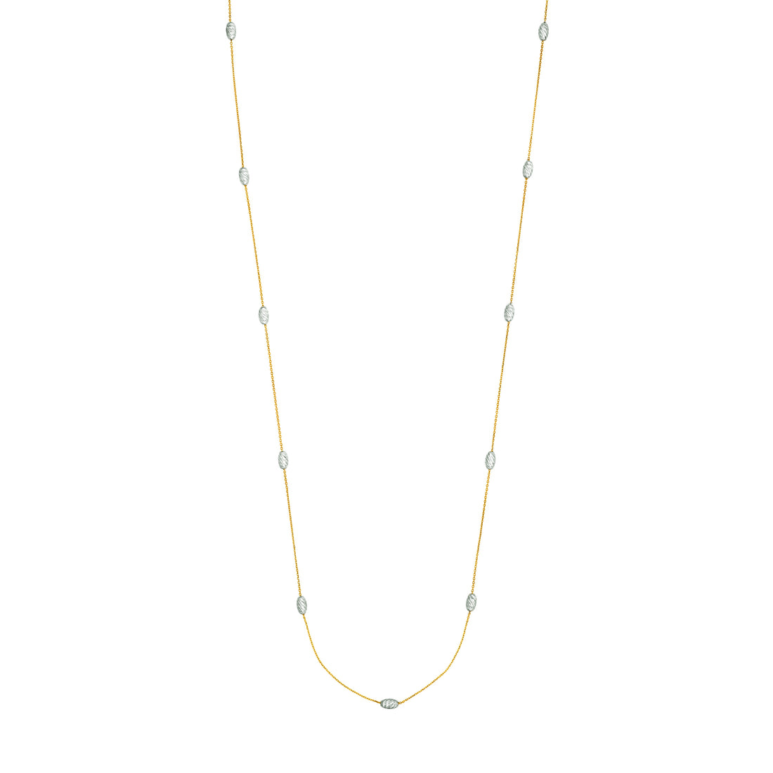 Long And Lovely Yllow/White Oval Bead Necklace
