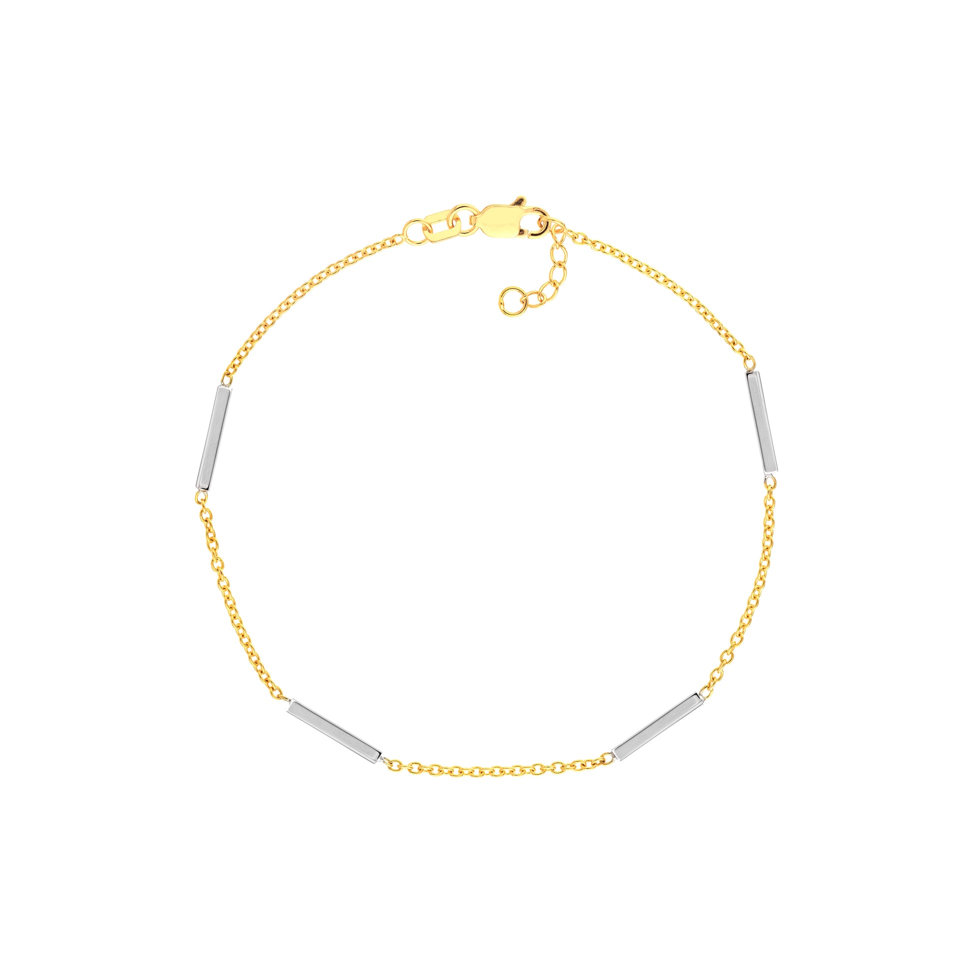 Two-Tone Staple Bar Stations Adjustable Bracelet