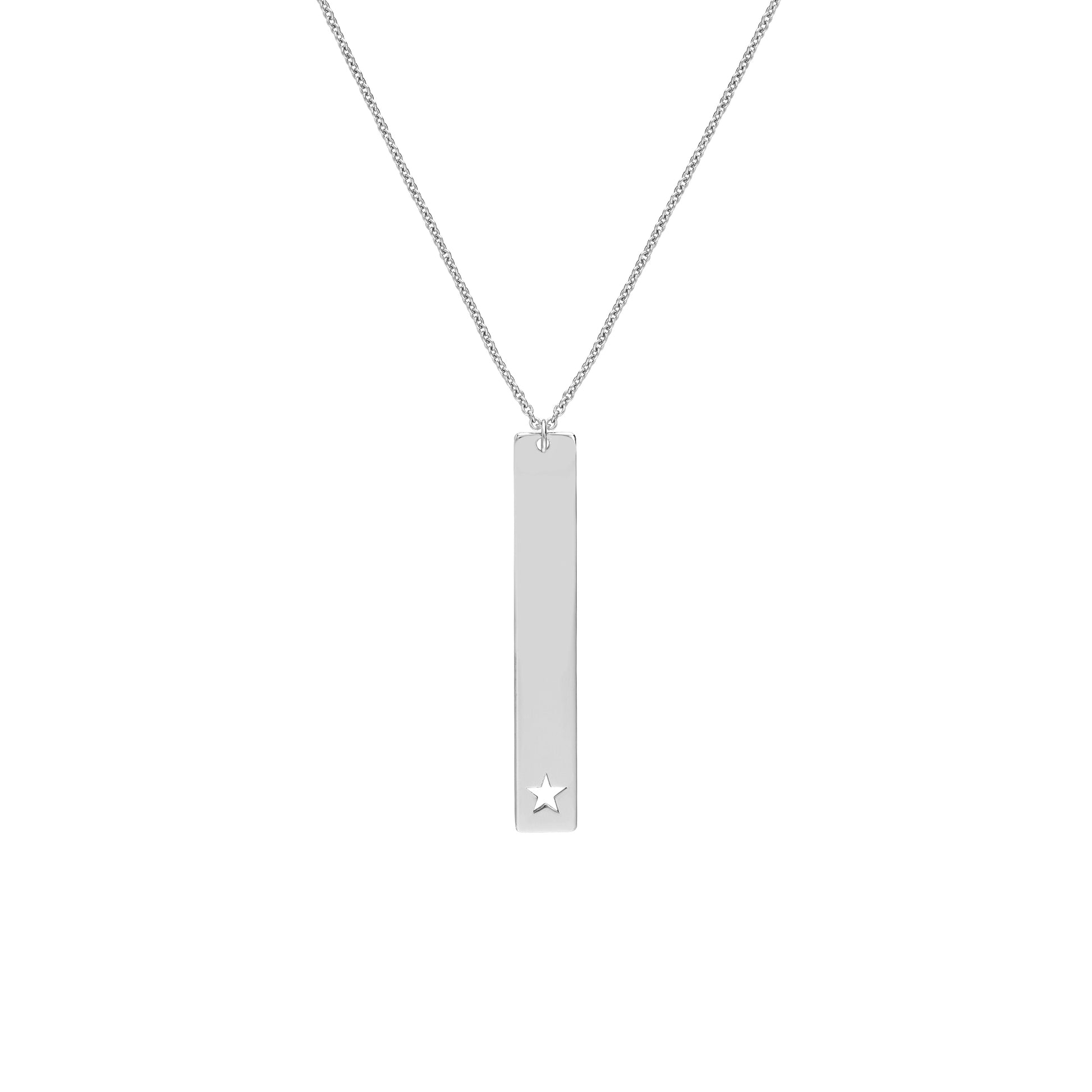 Plated Sterling Silver Vertical Bar Star Necklace