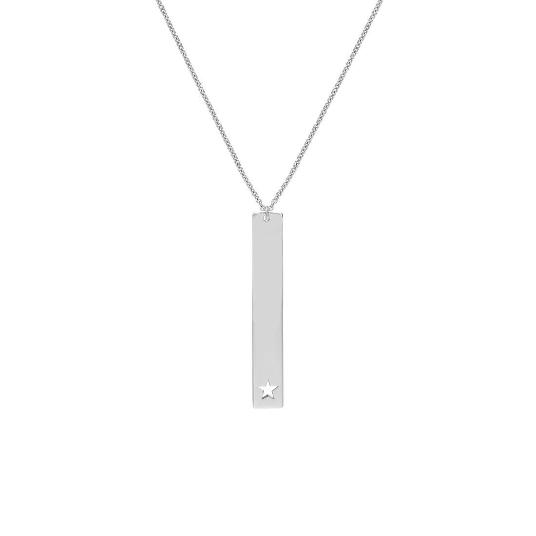 Plated Sterling Silver Vertical Bar Star Necklace