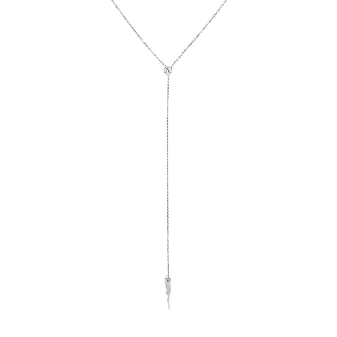 CZ Bezel and Spear Lariat Necklace