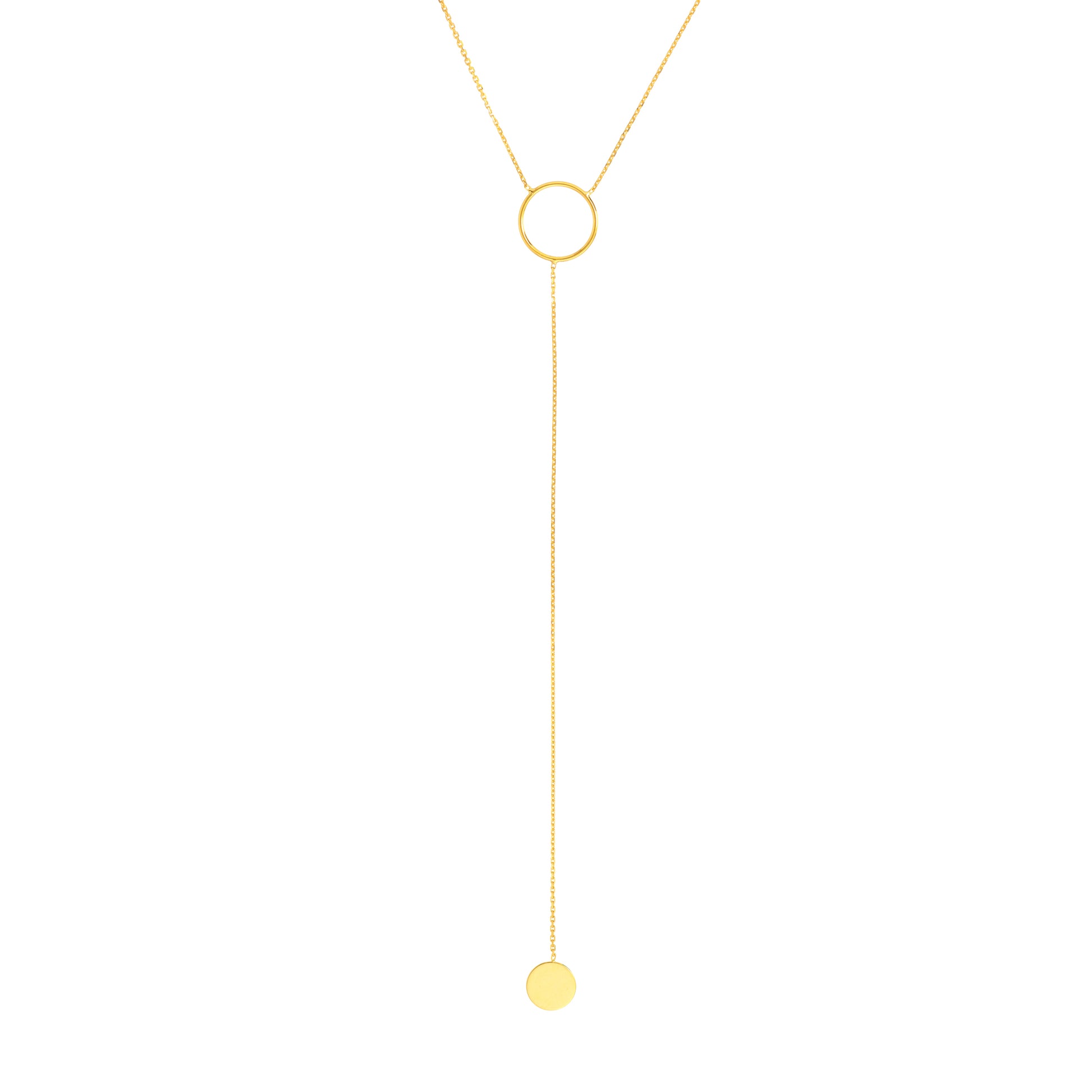 Circle and Engravable Disc Lariat Necklace