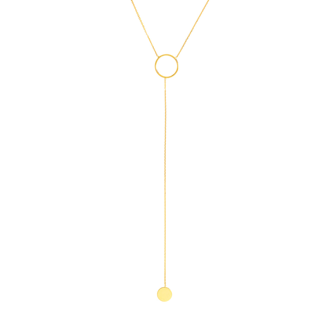 Circle and Engravable Disc Lariat Necklace