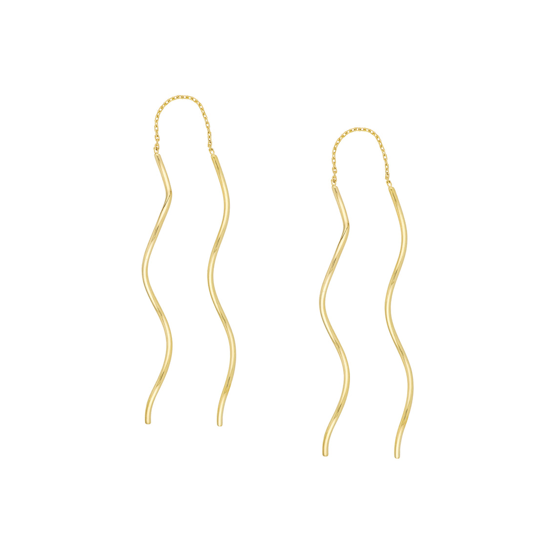 Wavy Tube and Chain Threader Earrings
