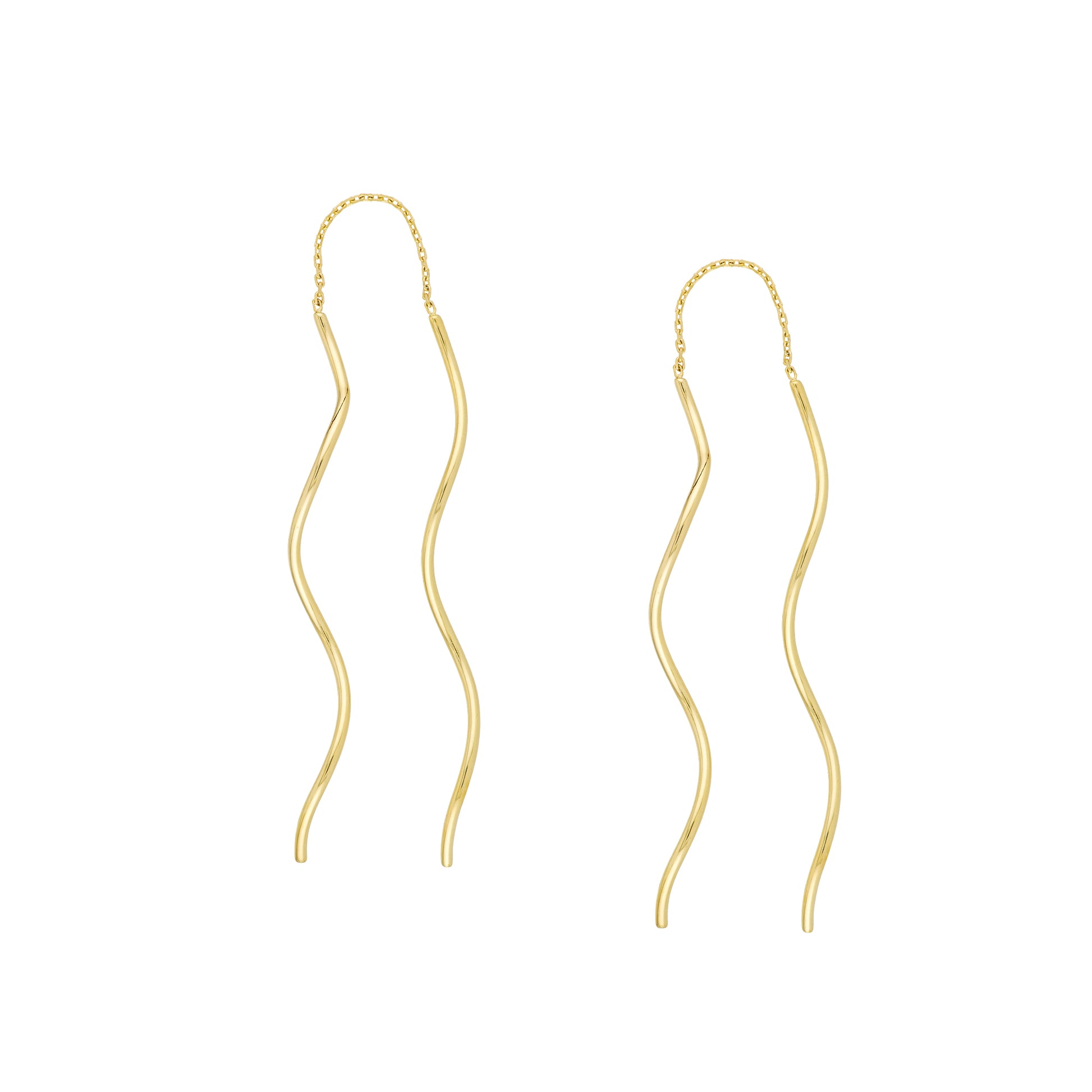 Wavy Tube and Chain Threader Earrings