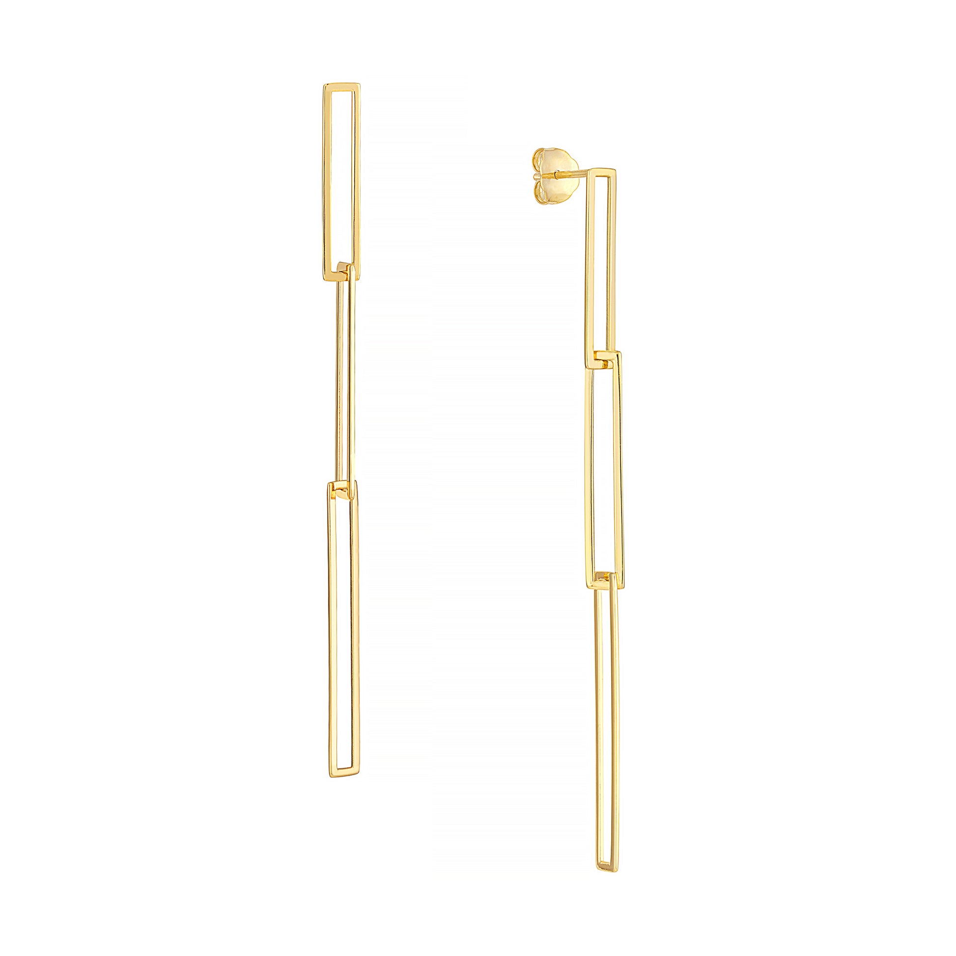 Interlocking Open Rectangle Drop Earrings