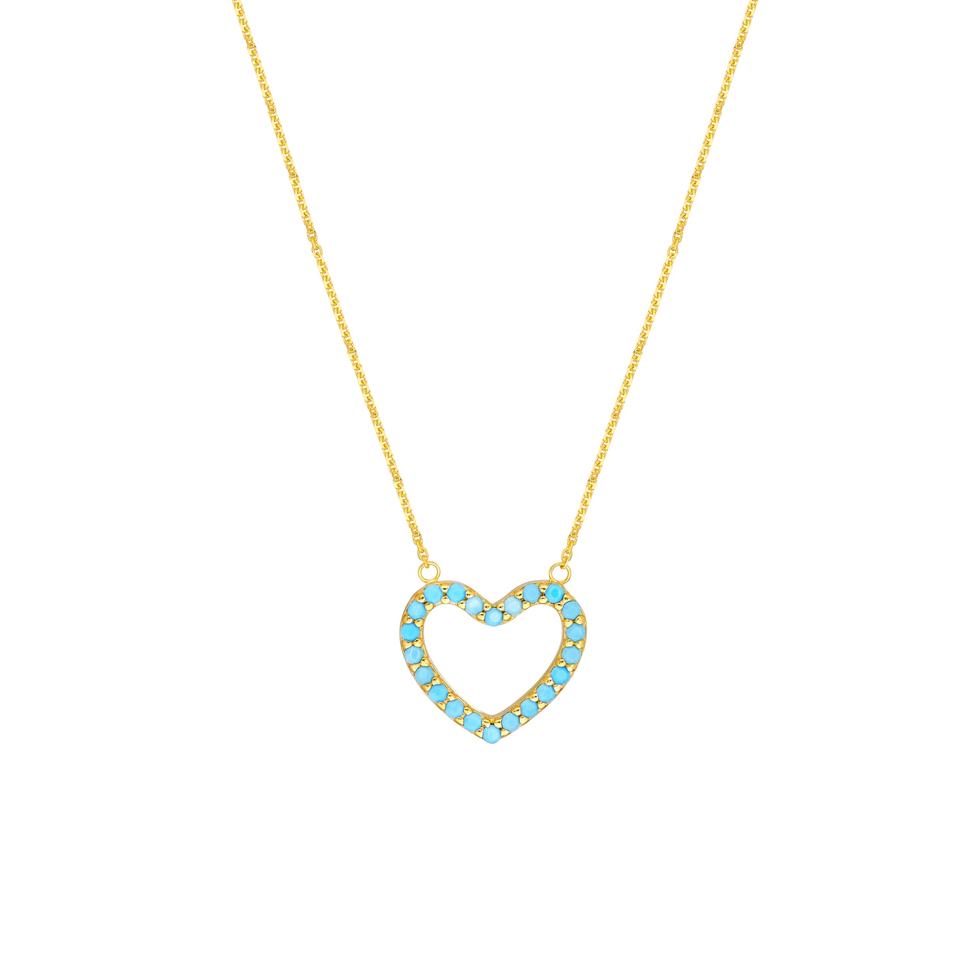 Simulated Turquoise Open Heart Adj. Necklace