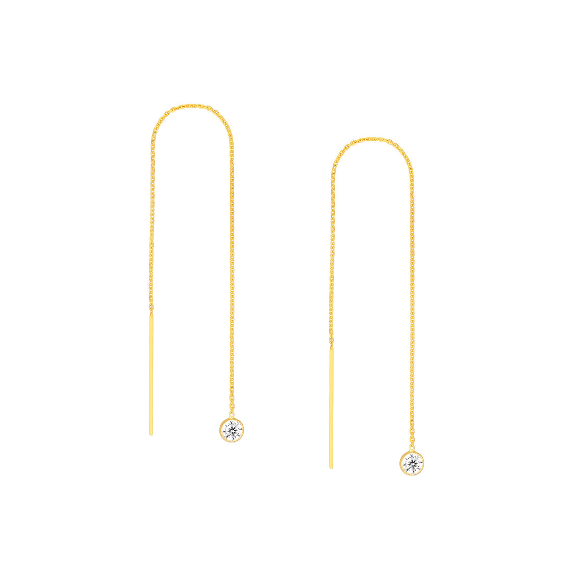 Bezel Set CZ Threader Earrings
