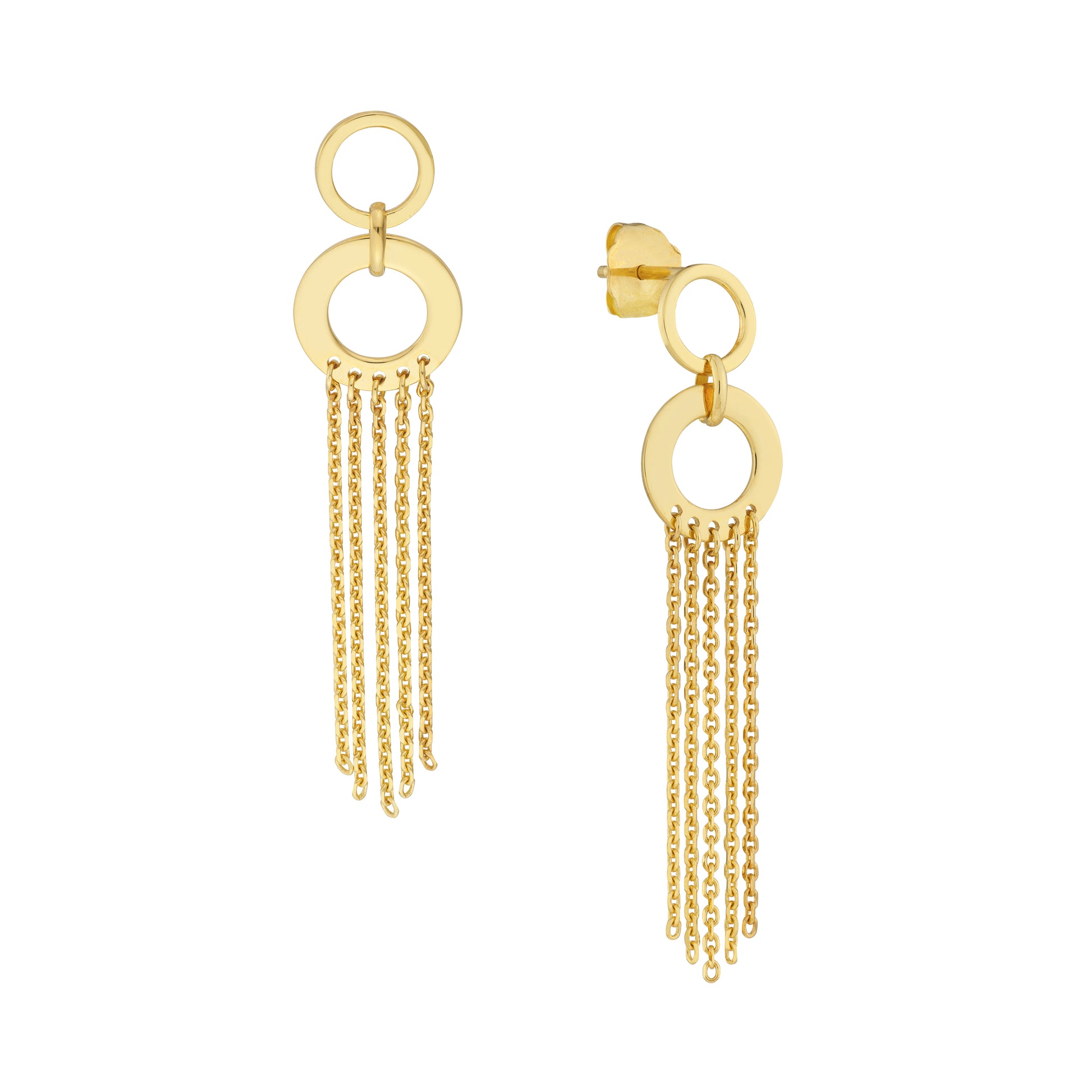Door Knocker Earrings with Fringe Chain