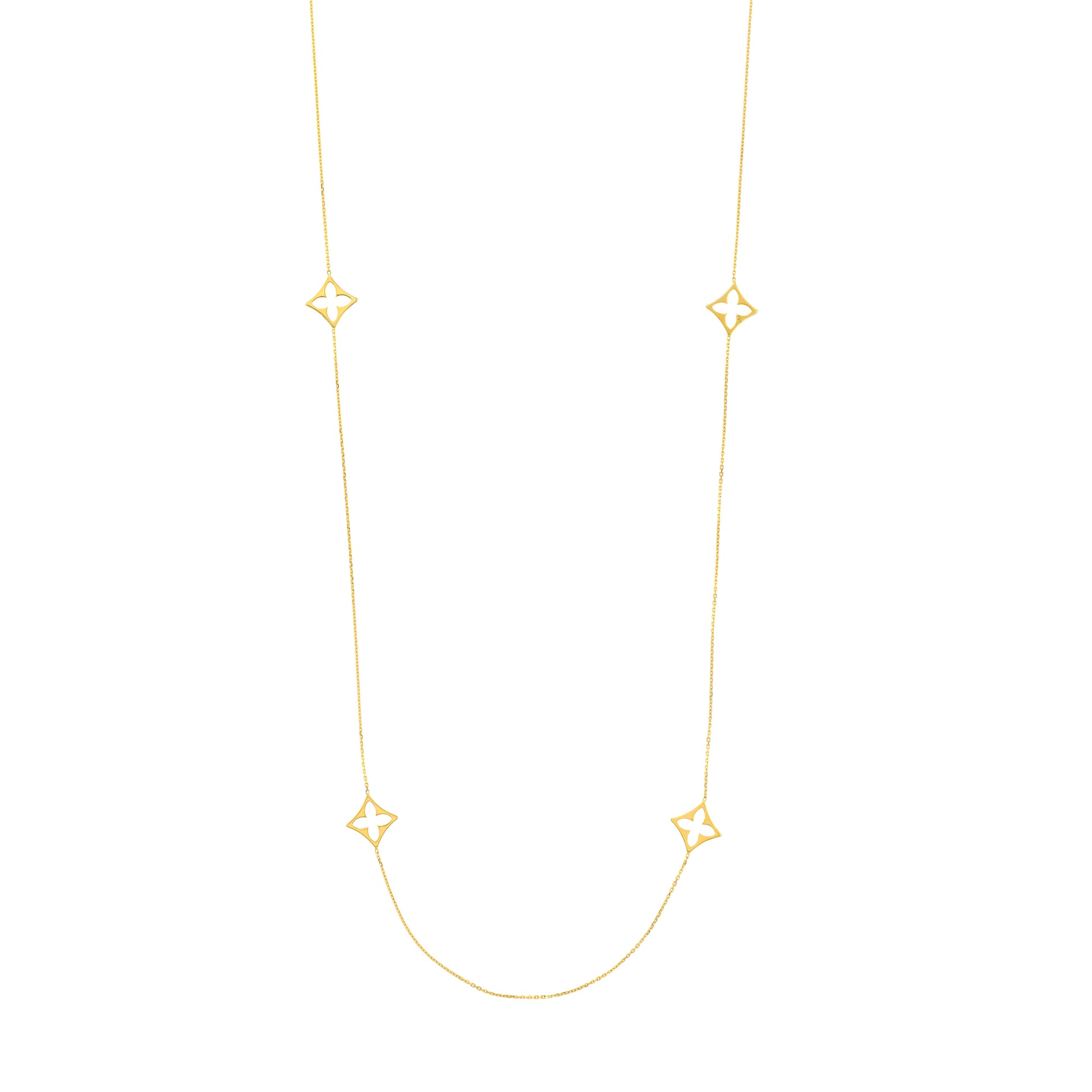 Long Chain Necklace with Floral Stations