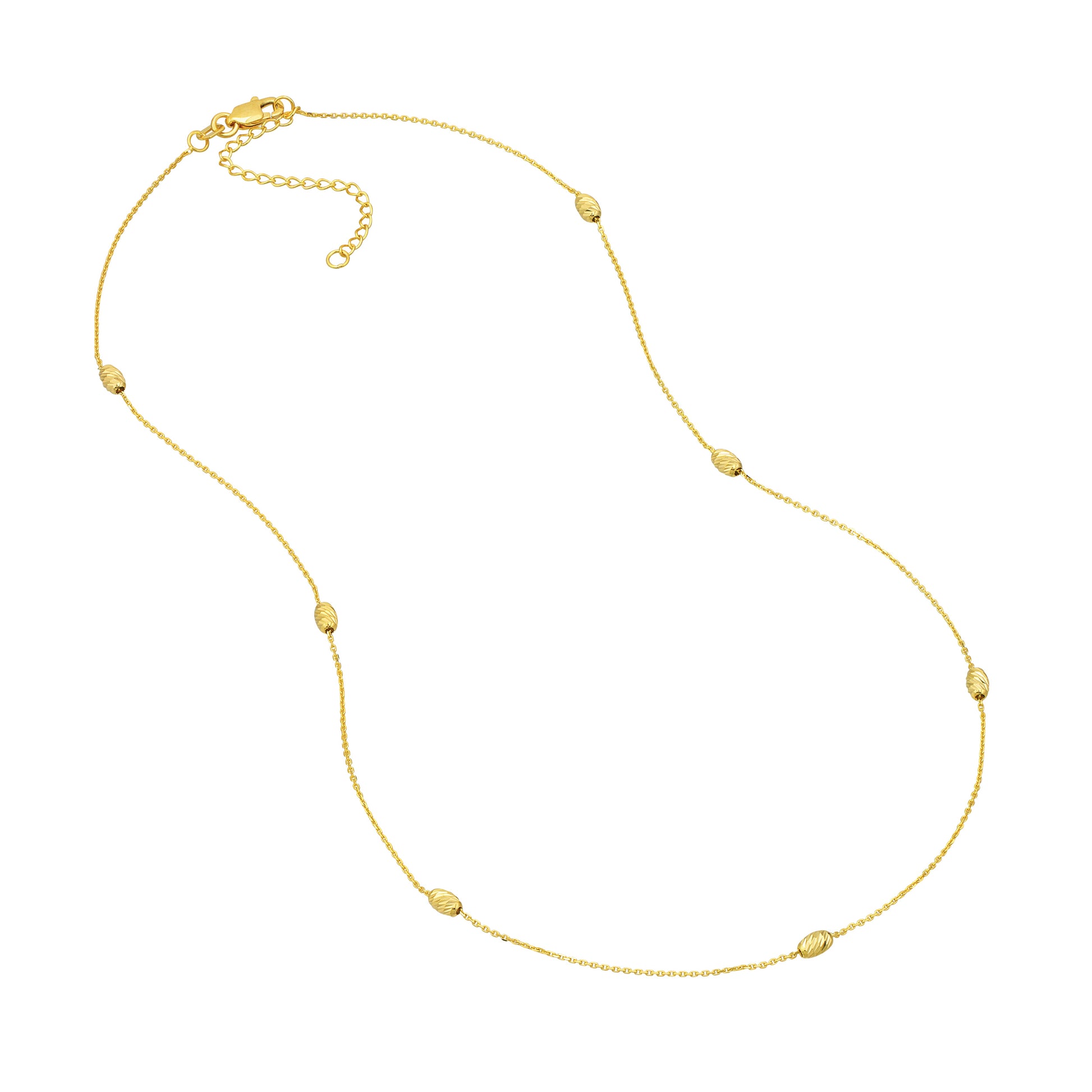 Moon Cut Bead Stations Adjustable Necklace