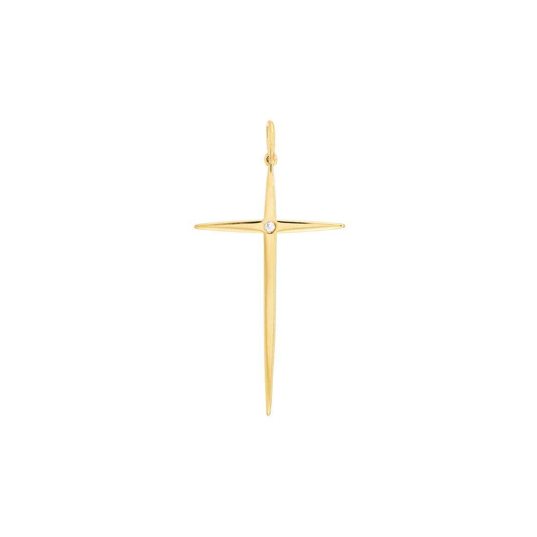 Pointed Cross Pendant with 1pt Diamond