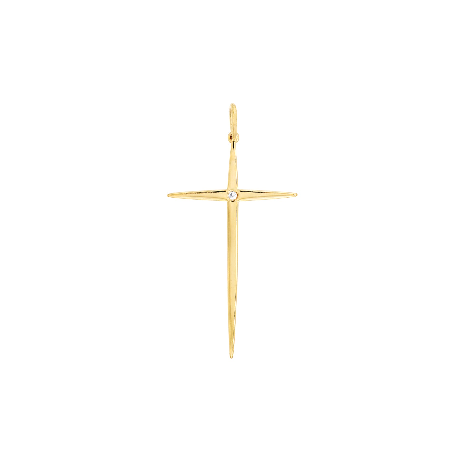 Pointed Cross Pendant with 1pt Diamond