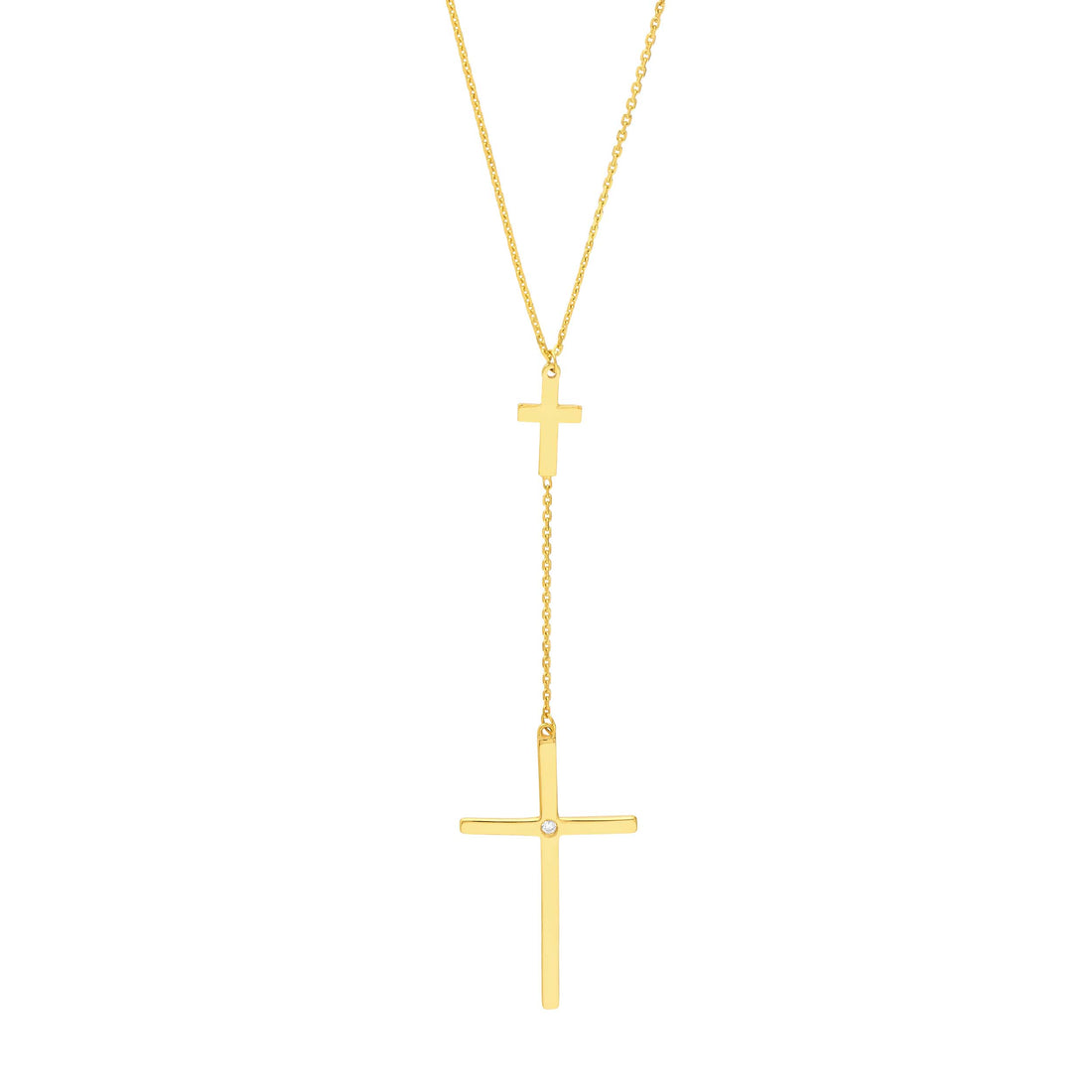 1pt Diamond Cross Duo Adjustable Necklace