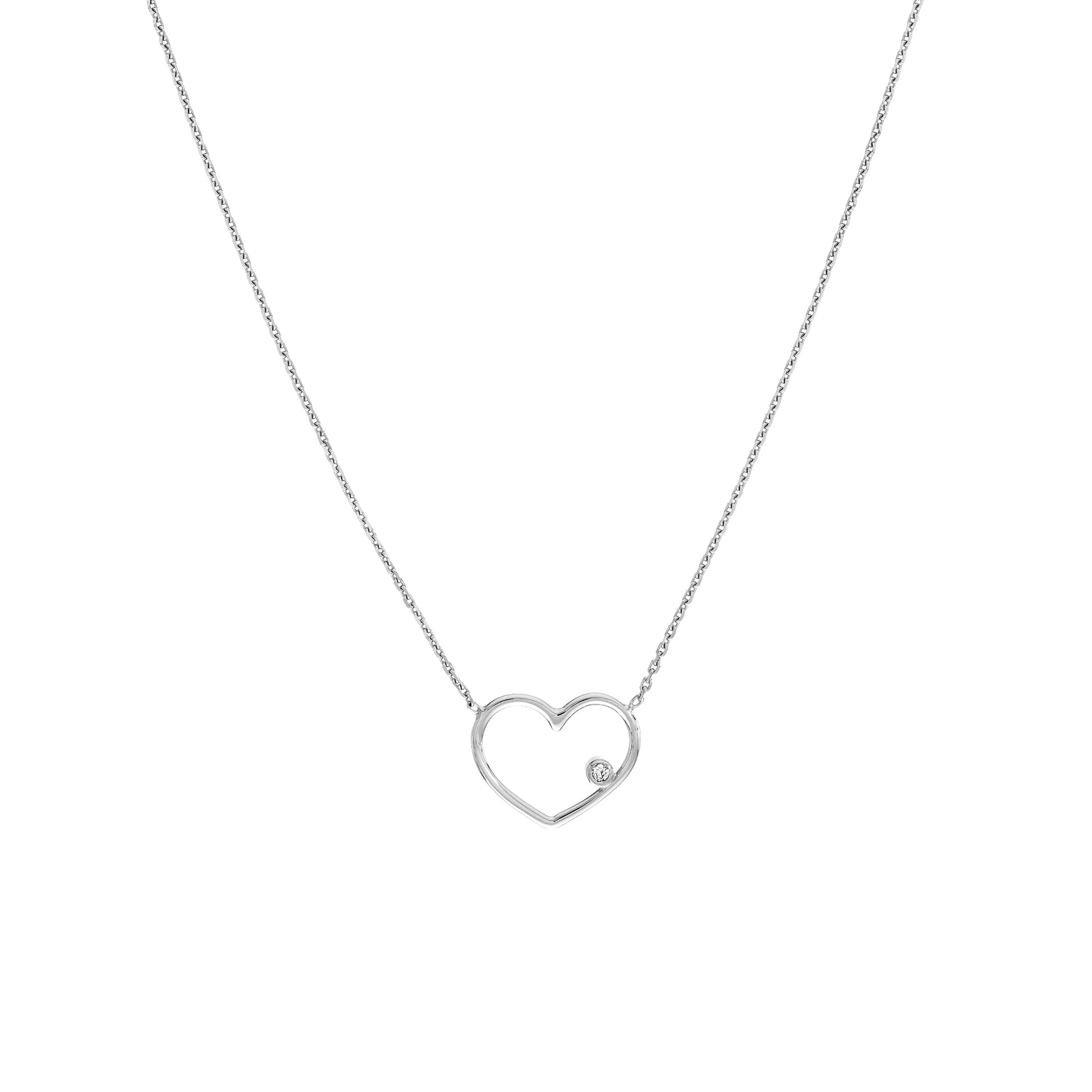 Open Wire Heart Adj. Necklace with Diamond