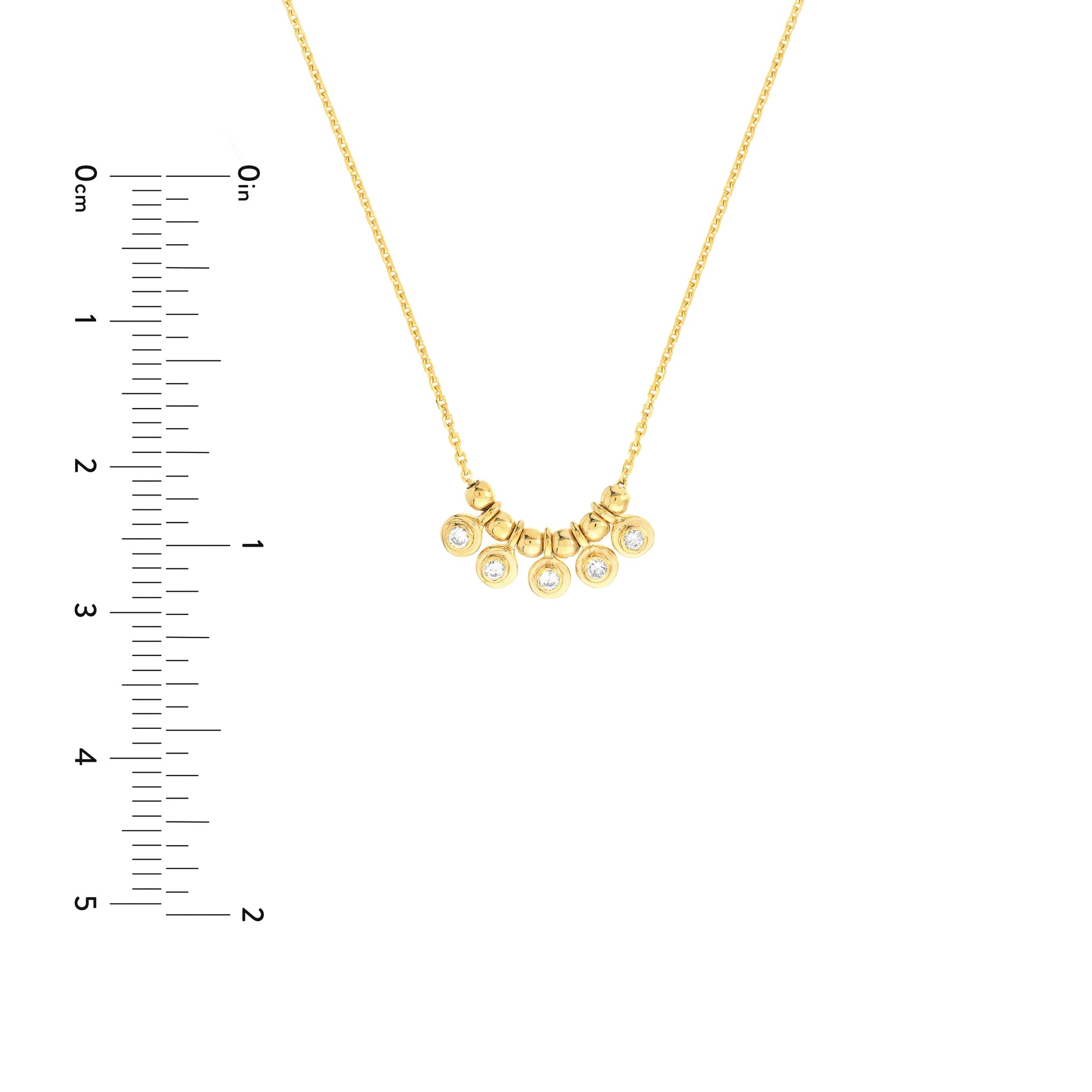 Mini Diamond Bezel and Bead Necklace