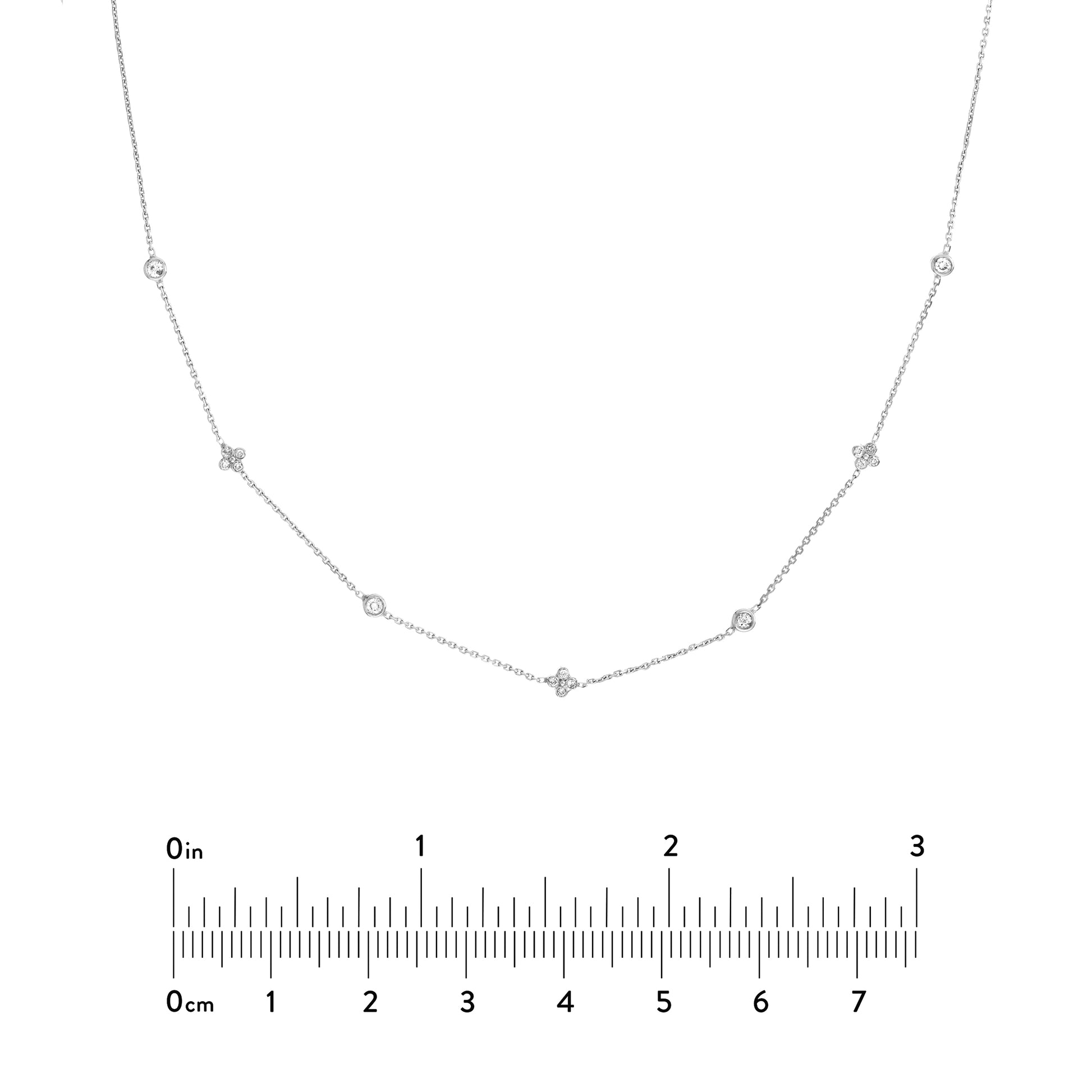 Diamond Bezel and Cluster Stations Necklace