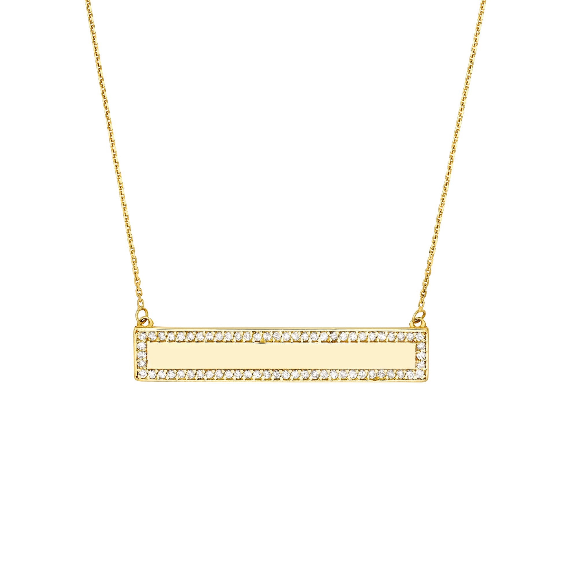 Engravable Bar Necklace with 1/3tcw Diamond Border