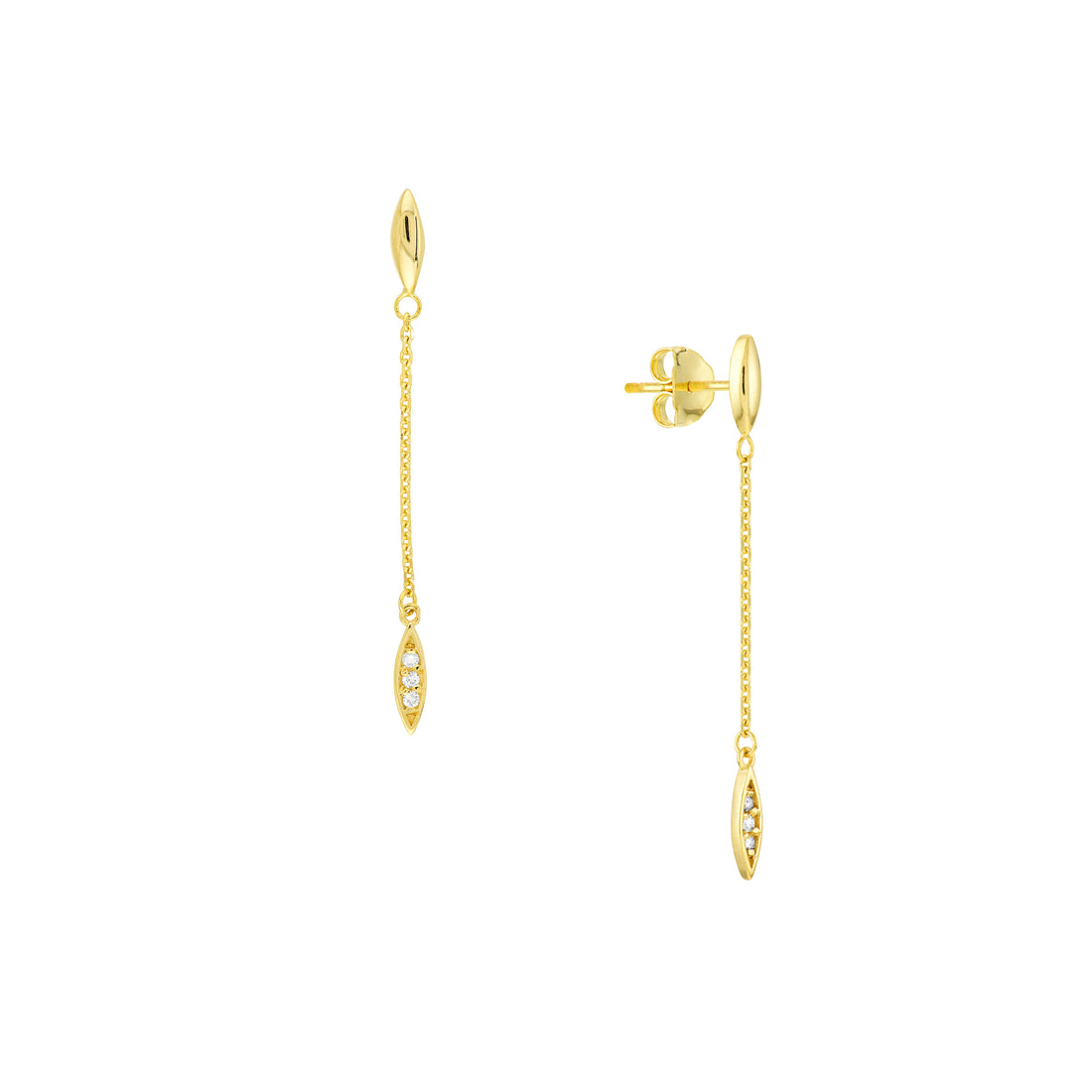 Diamond and Polished Marquise Drop Earrings