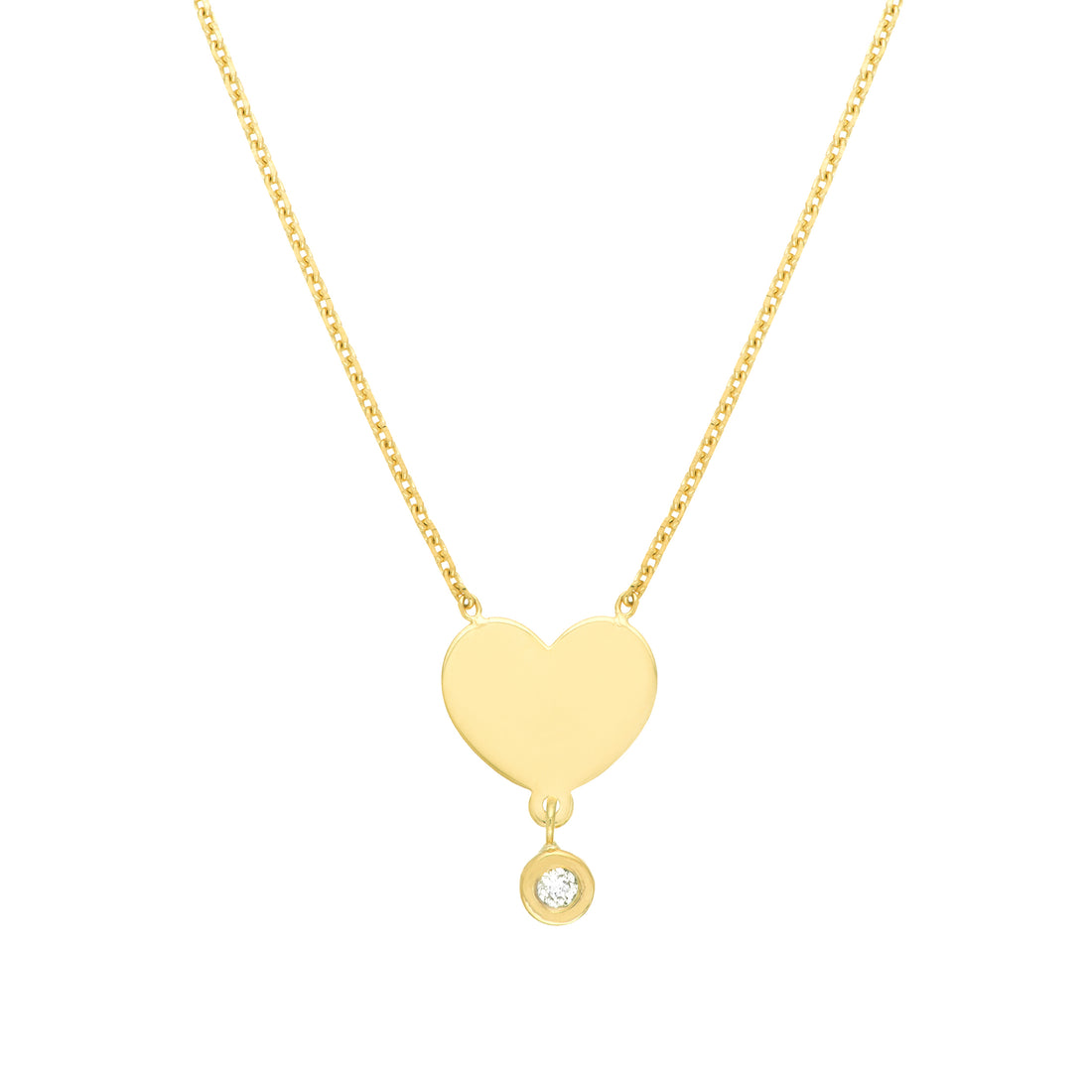 Heart with Diamond Drop Adjustable Necklace