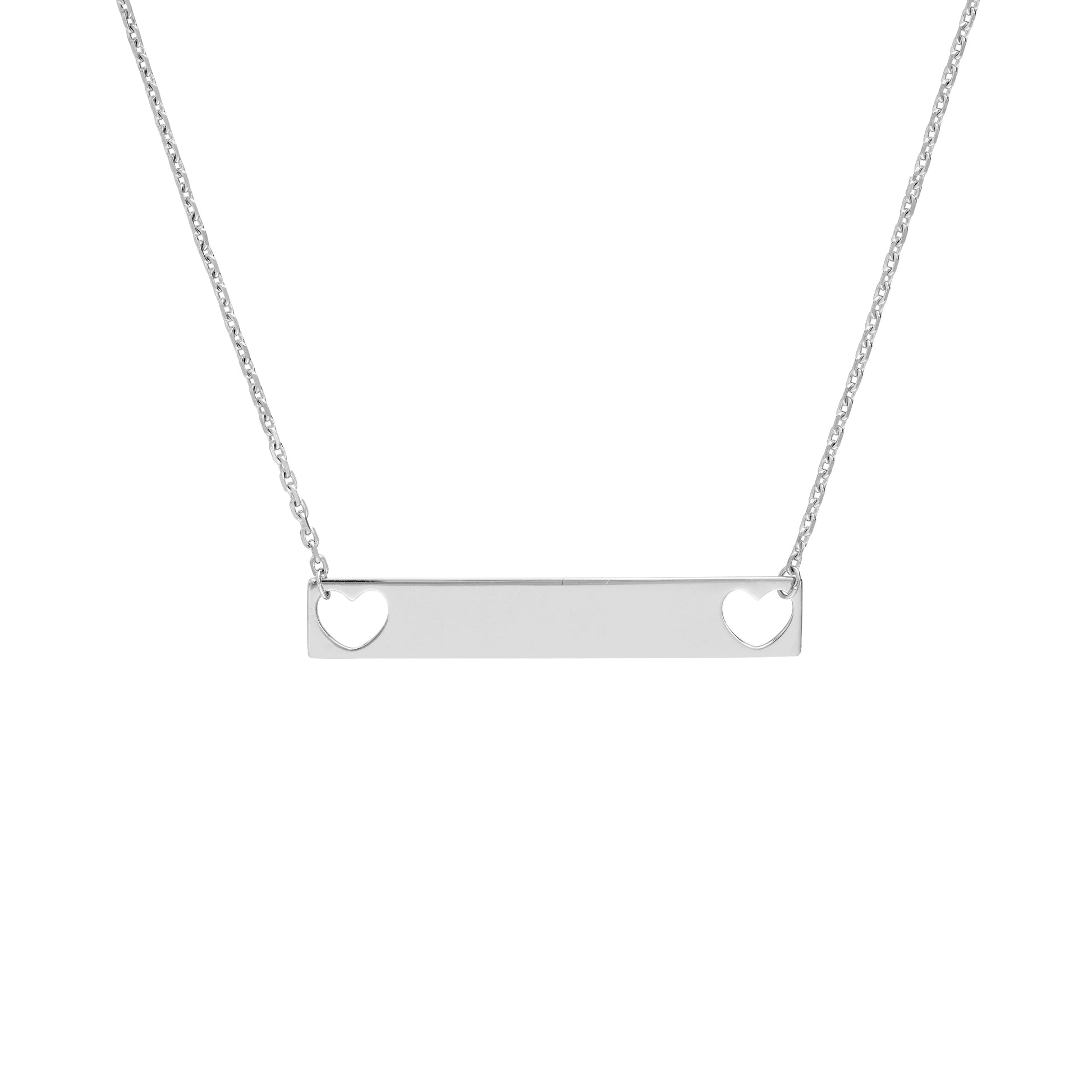 Plated Sterling Silver Mini Bar Necklace with Hearts
