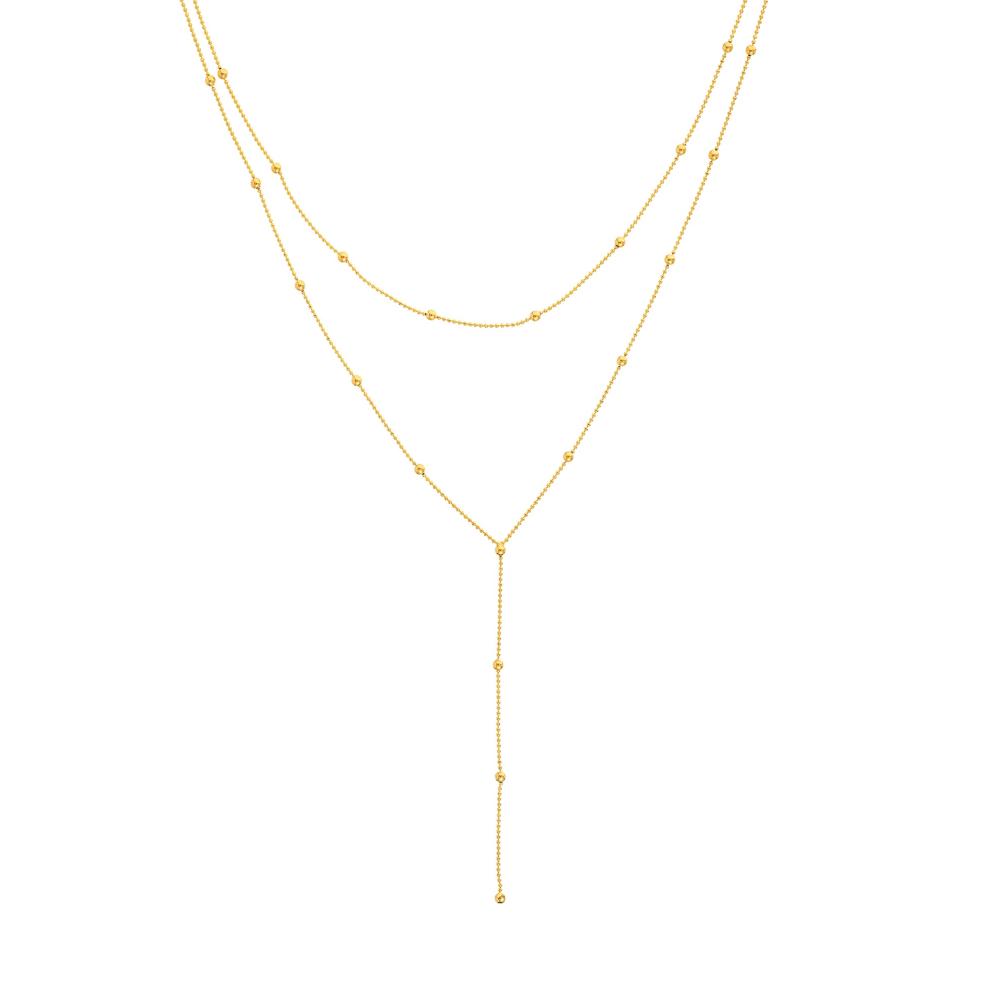 Double Stranded Bead Station Drop Necklace