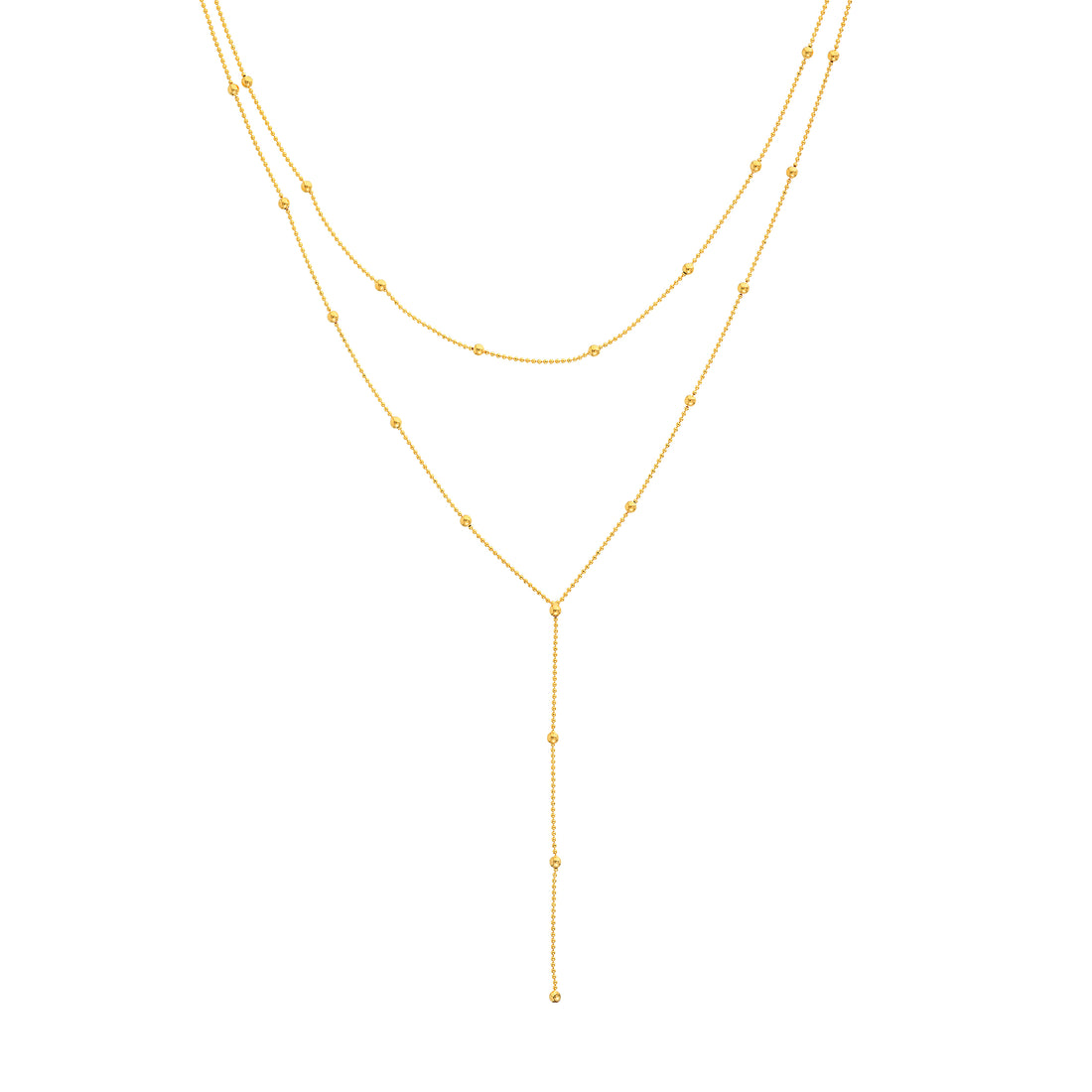 Double Stranded Bead Station Drop Necklace