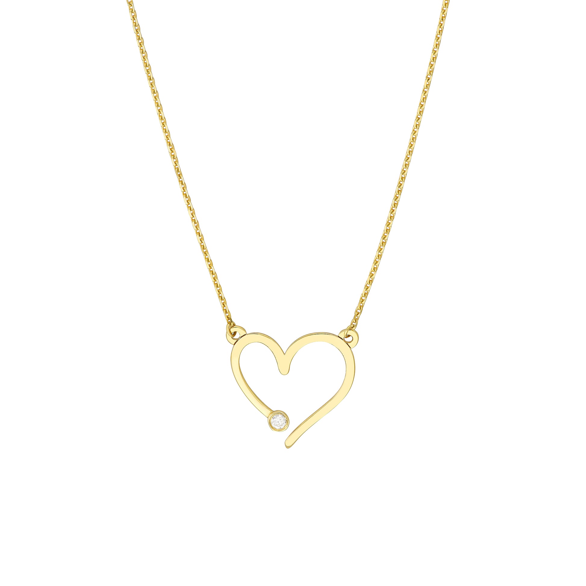 Open Heart with Diamond Adjustable Necklace