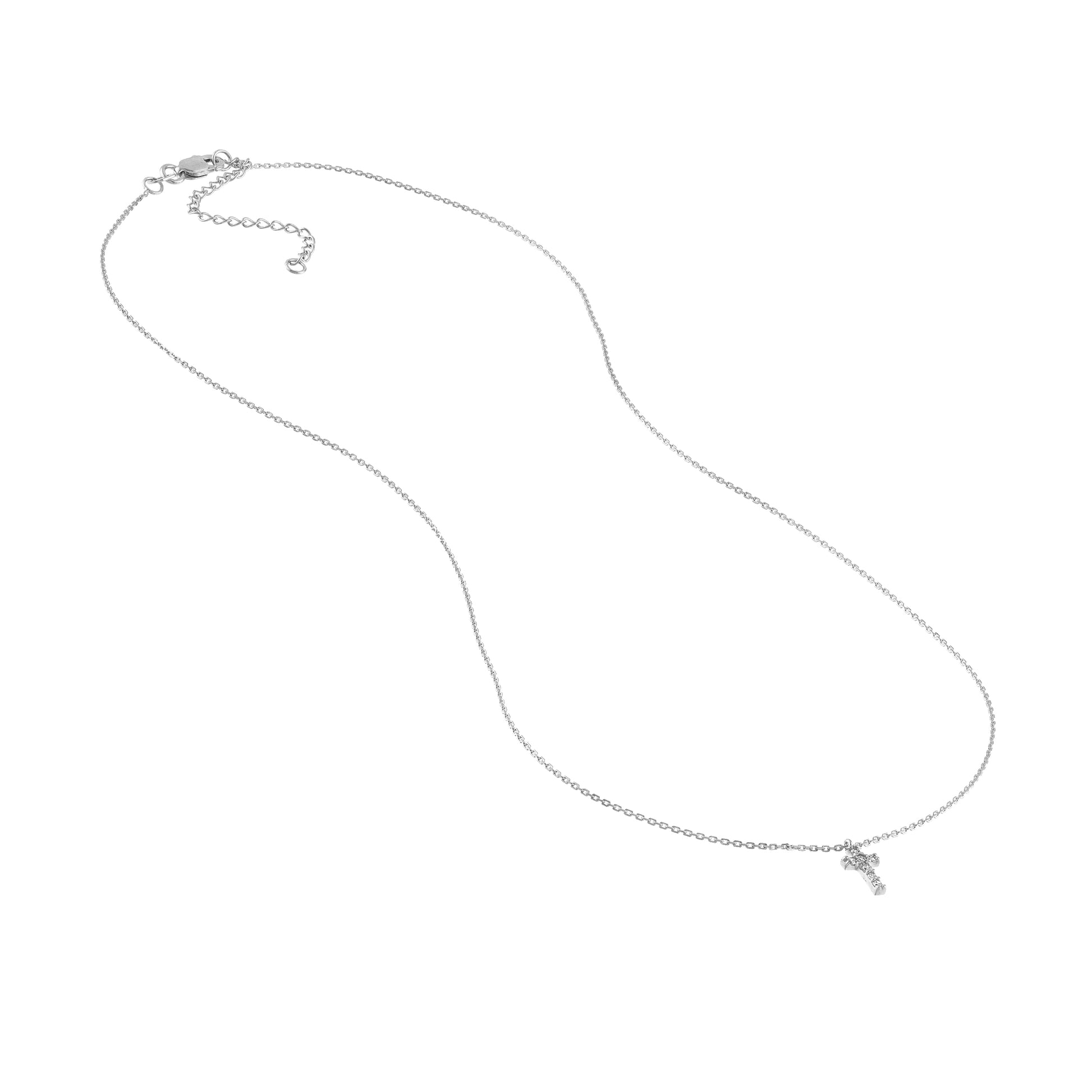 Diamond Mini Cross Adjustable Necklace