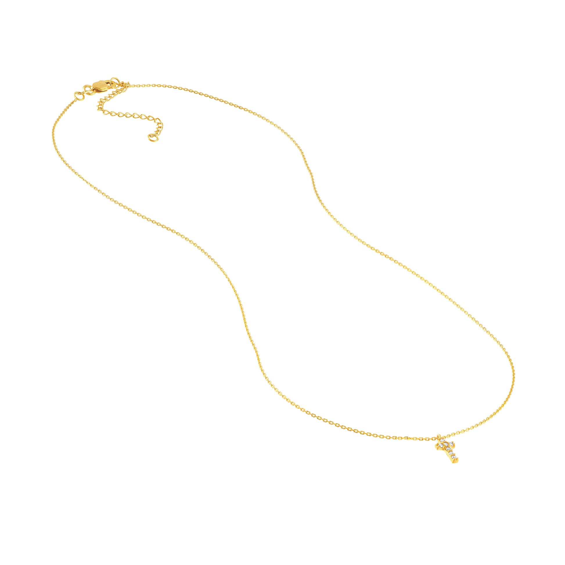 Diamond Mini Cross Adjustable Necklace