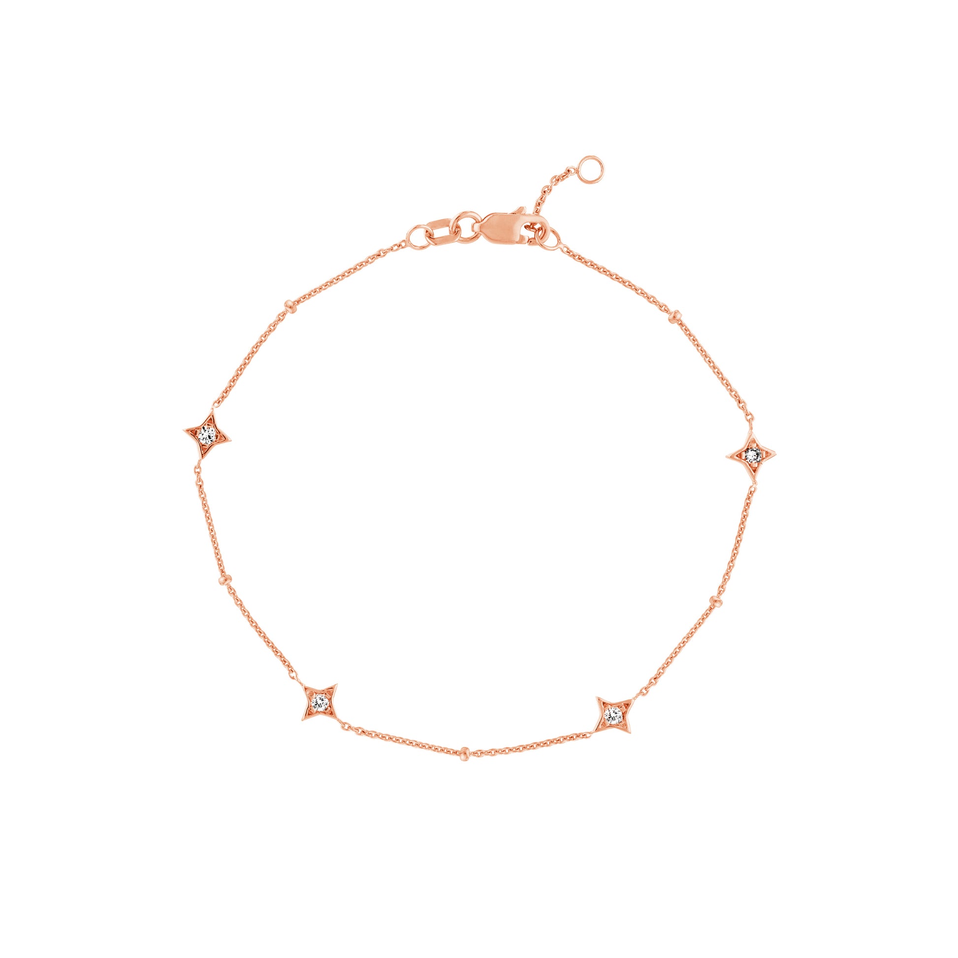 Diamond Star Bezels and Beads Bracelet