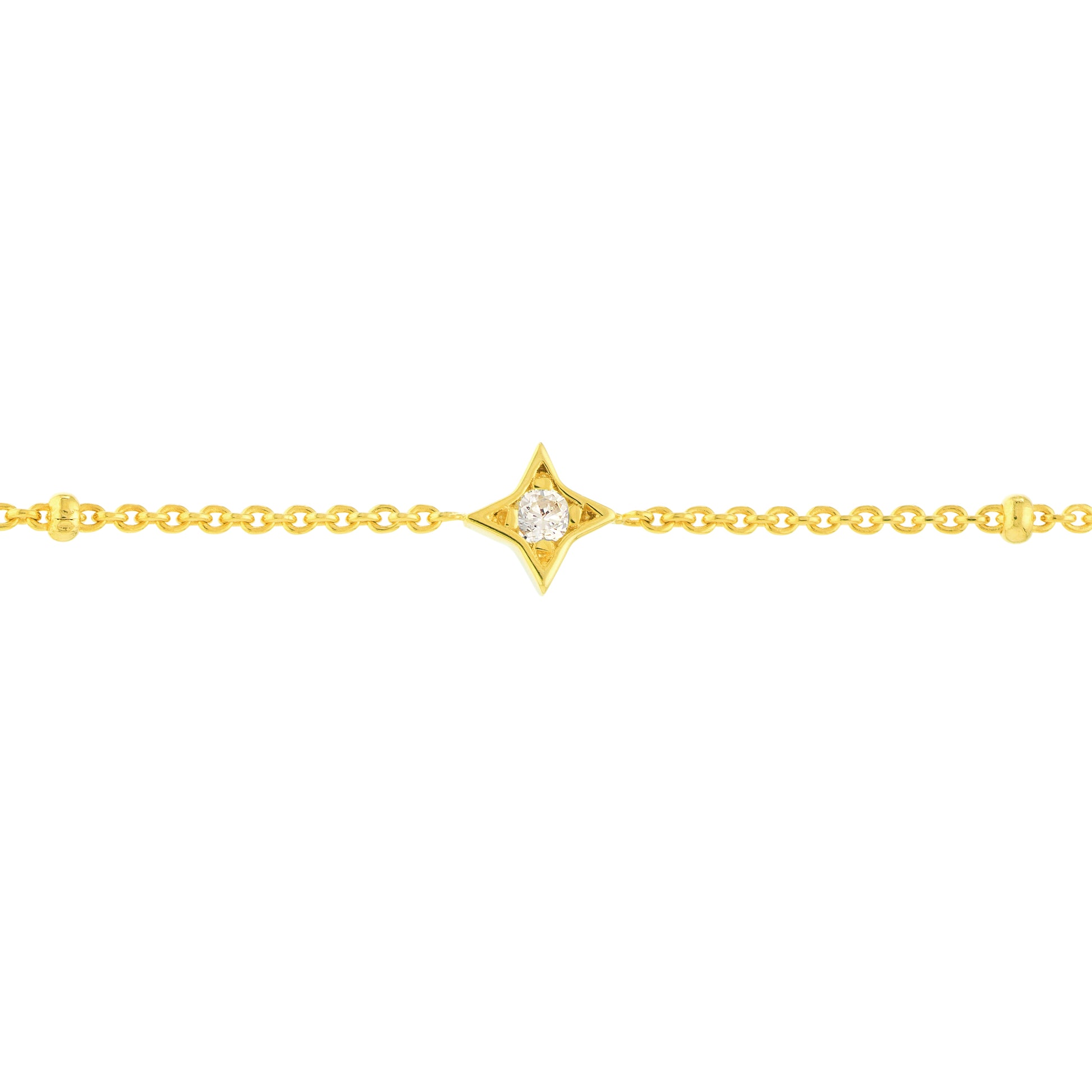 Diamond Star Bezels and Beads Bracelet