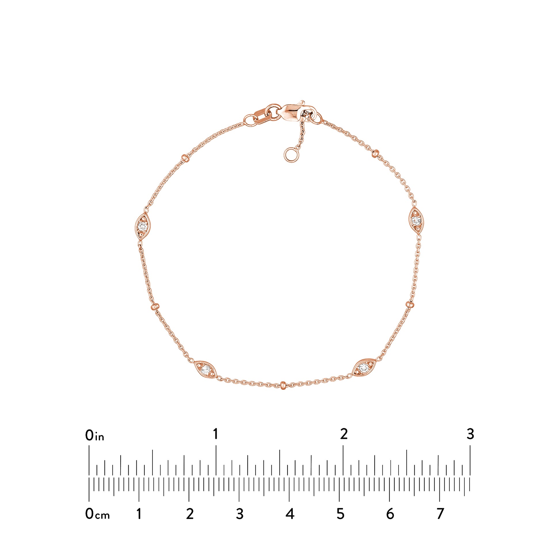 Diamond Marquise Bezels and Beads Bracelet