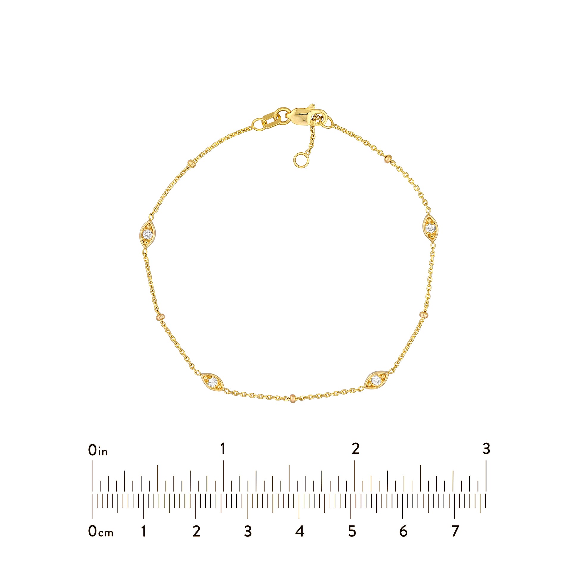 Diamond Marquise Bezels and Beads Bracelet