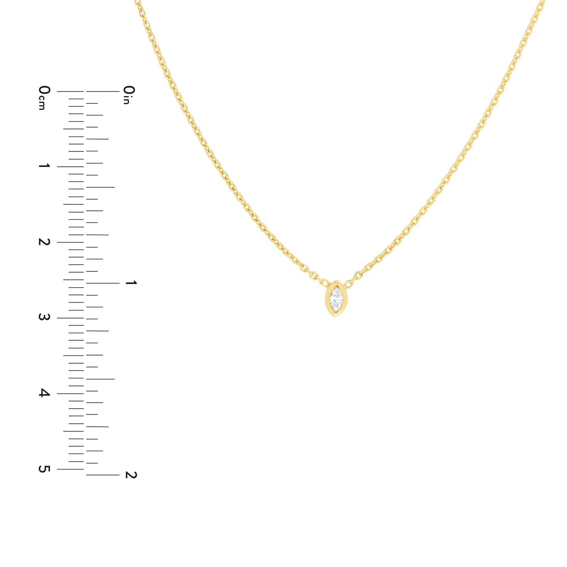 Mini Marquise Diamond Bezel Drop Necklace